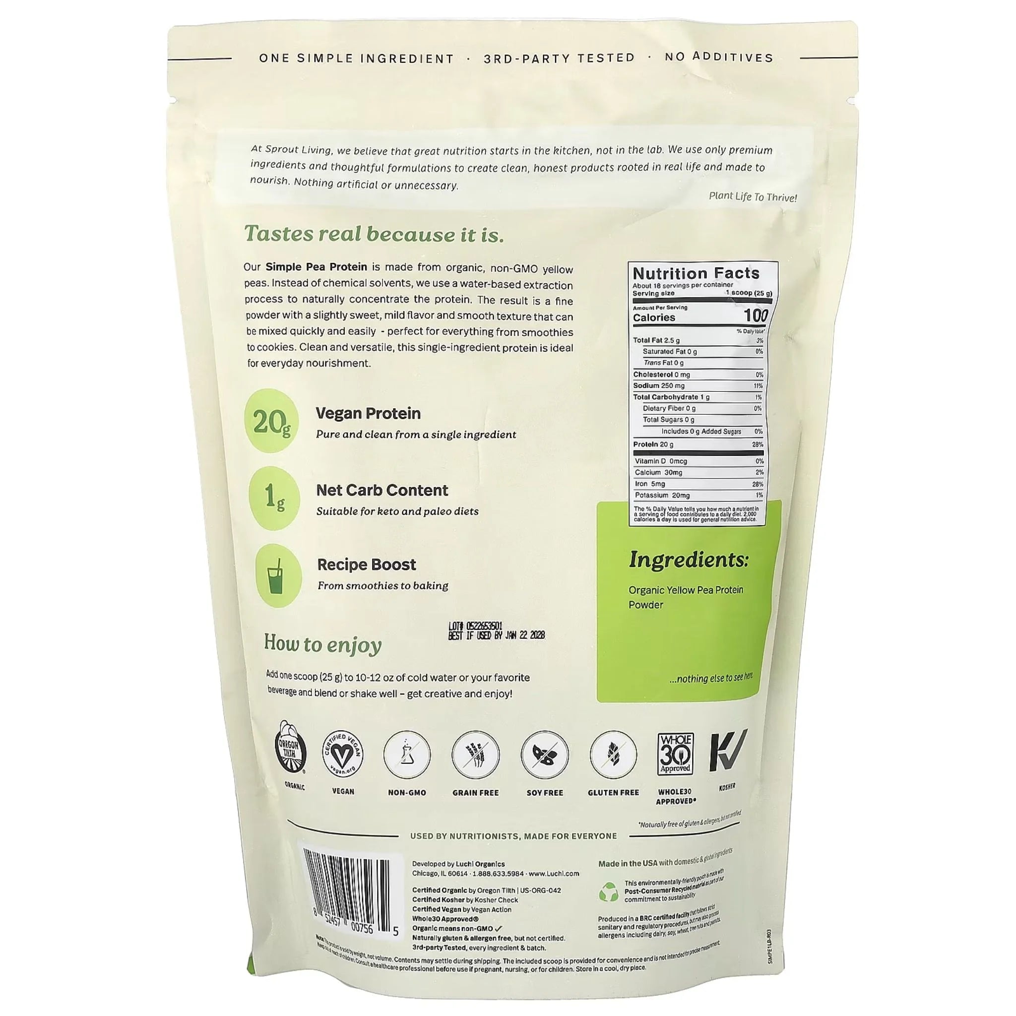 Sprout Living Pea Protein 454g