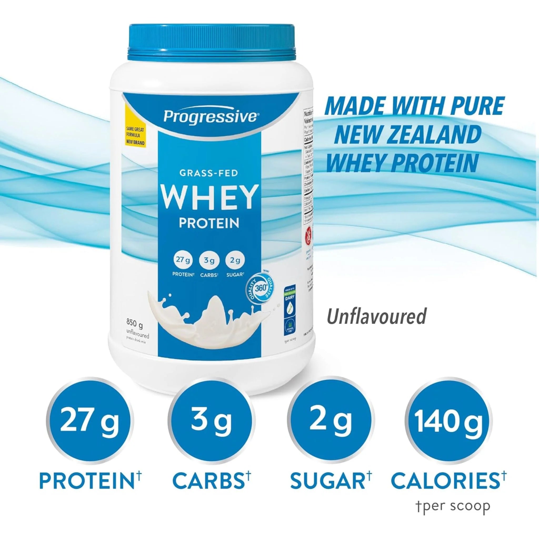 Progressive Grass Fed Whey Protein Unflavour 850g - Nature's Source Inc