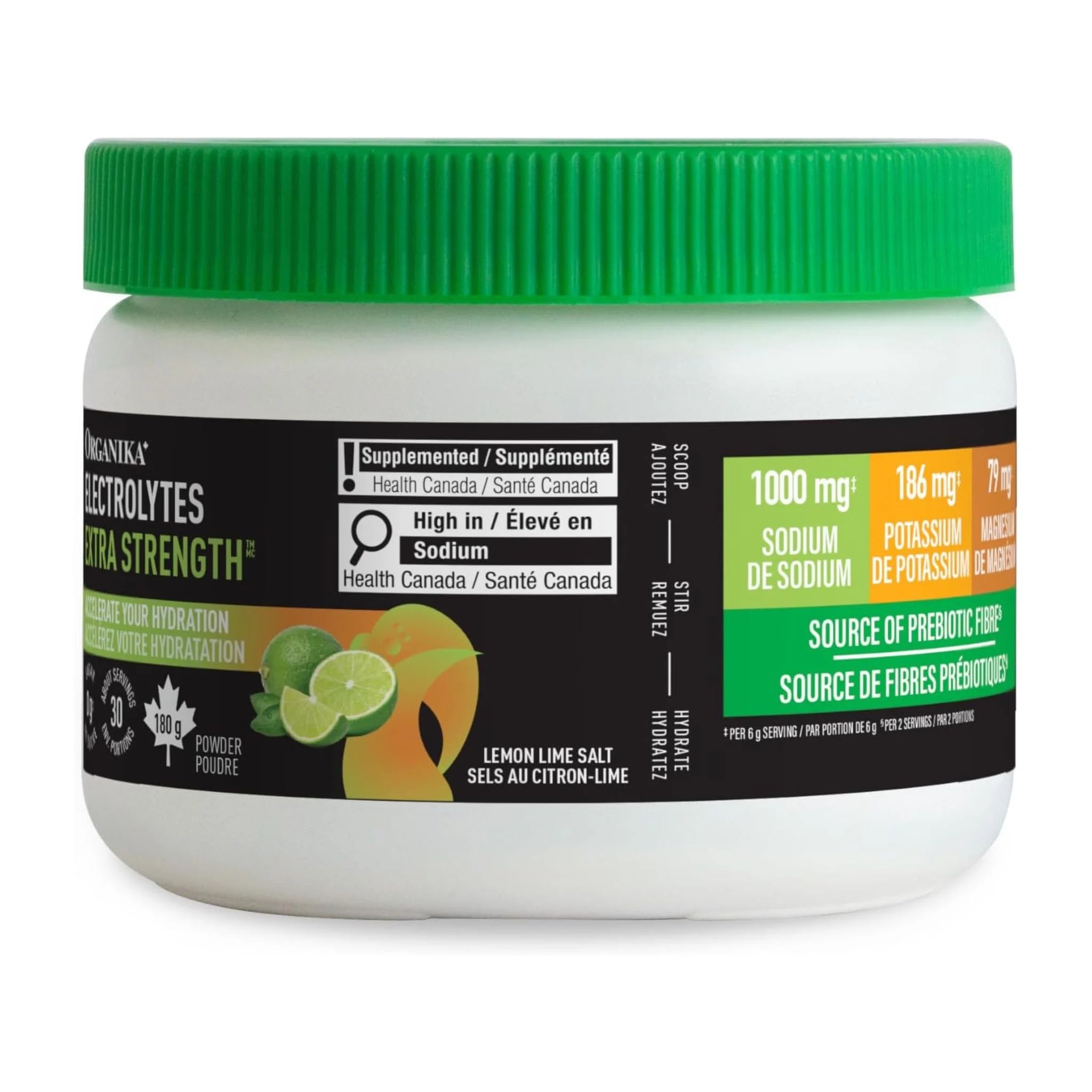 Organika Electrolytes Extra Strength Lemon Lime 180g - Nature's Source Inc