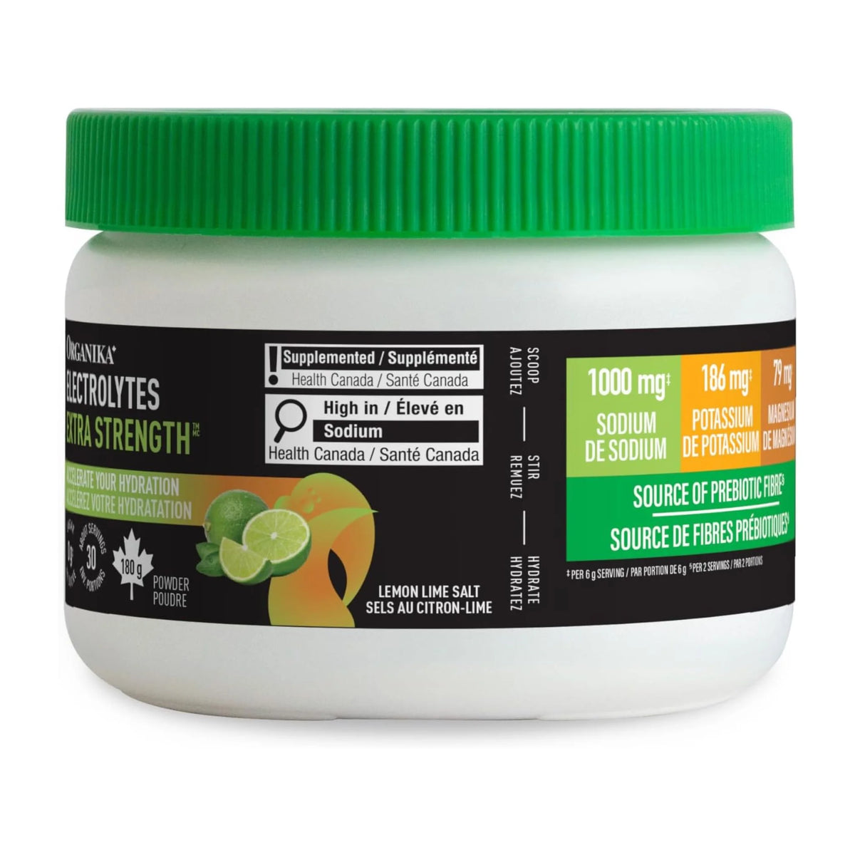 Organika Electrolytes Extra Strength Lemon Lime 180g - Nature's Source Inc
