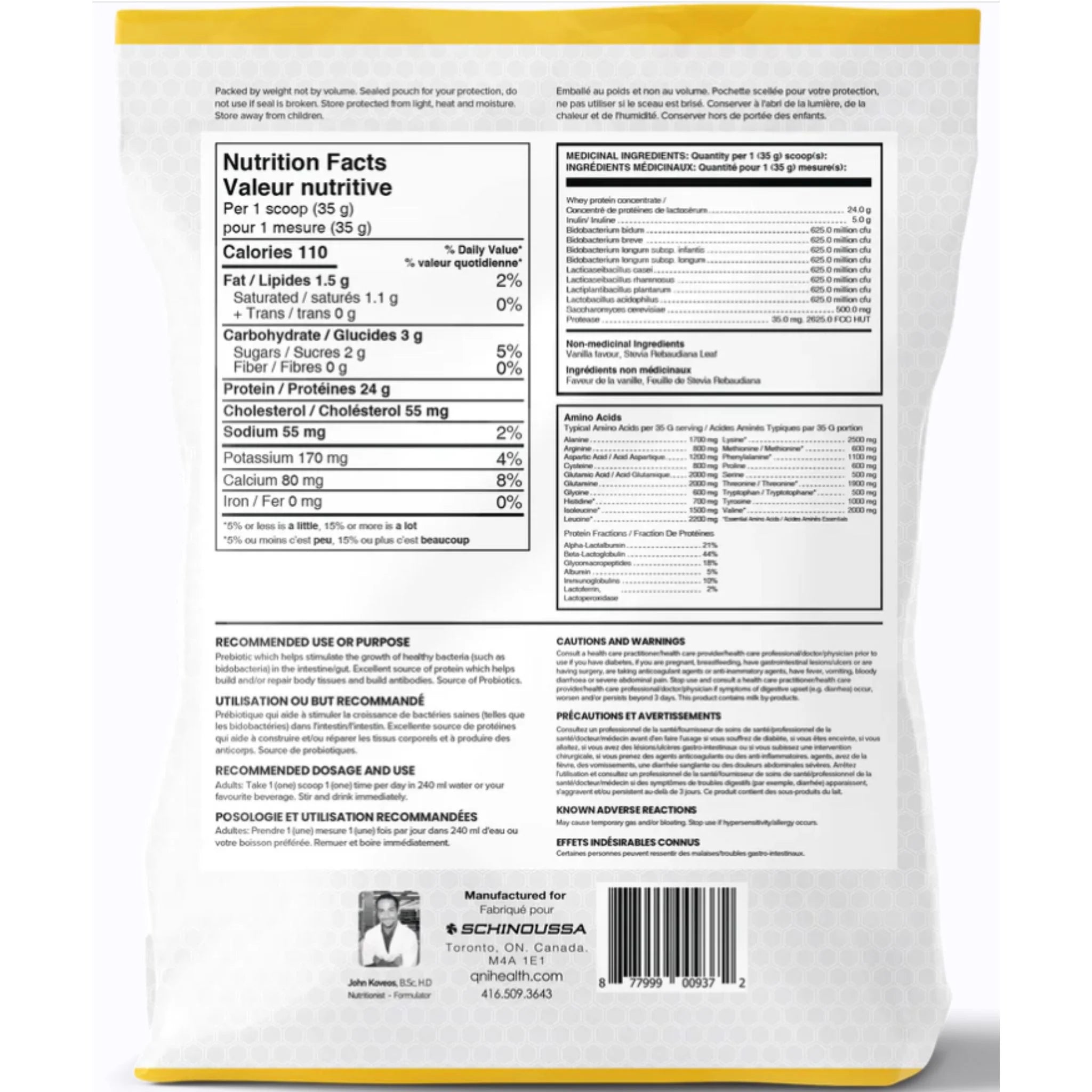 Schinoussa New Zealand Protein Concentrate Vanilla 910g - Nature's Source Inc