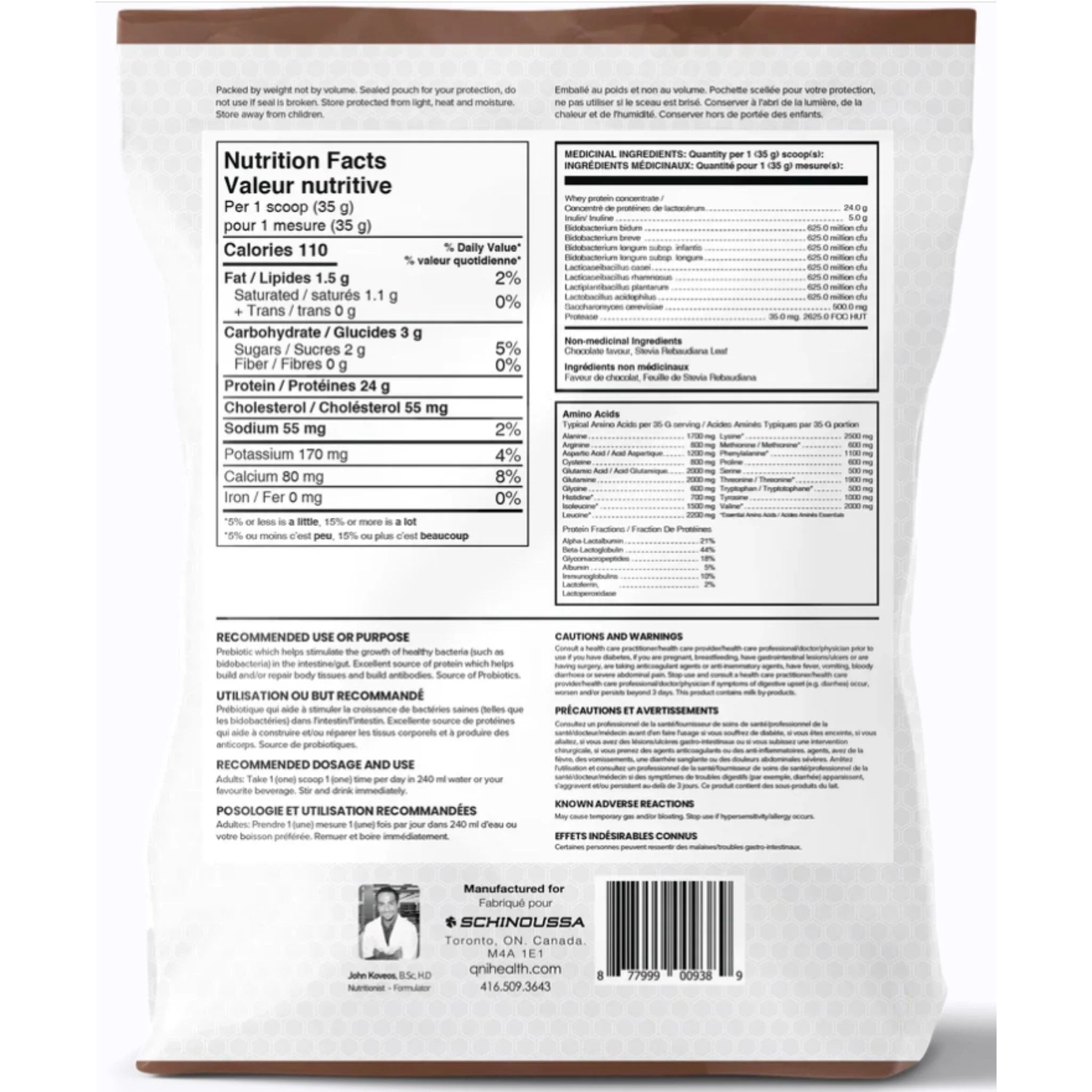 Schinoussa New Zealand Protein Whey Concentrate Chocolate 910g - Nature's Source Inc