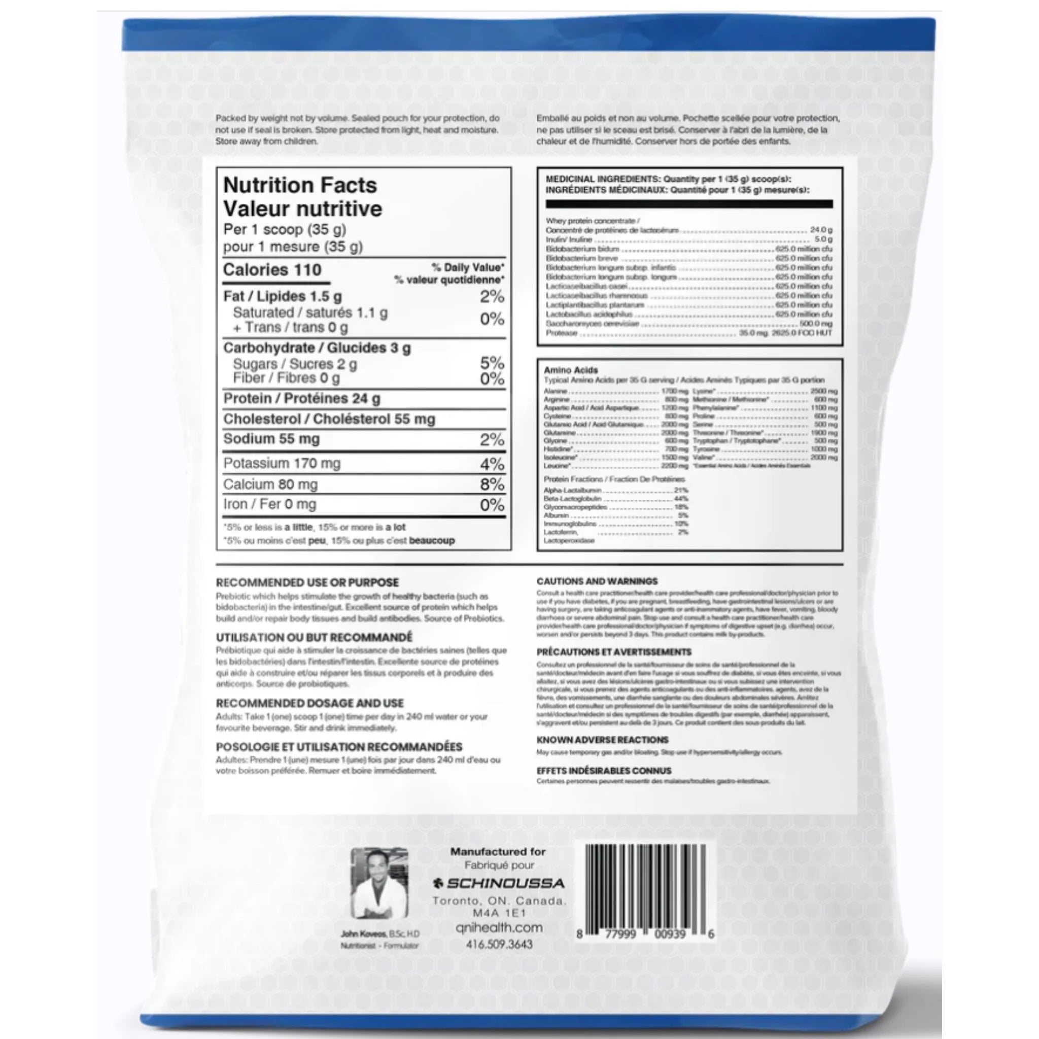 Schinoussa New Zealand Protein Whey Concentrate Natural 910g - Nature's Source Inc