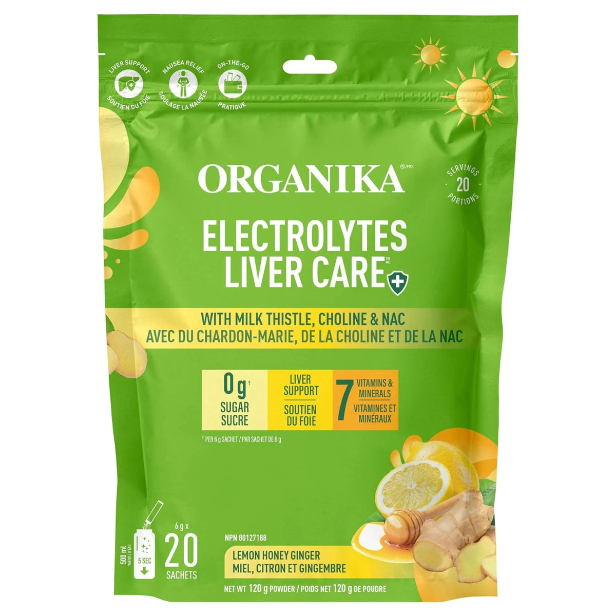 Organika Electrolytes Liver Care Lemon Honey Ginger 20 Sachets
