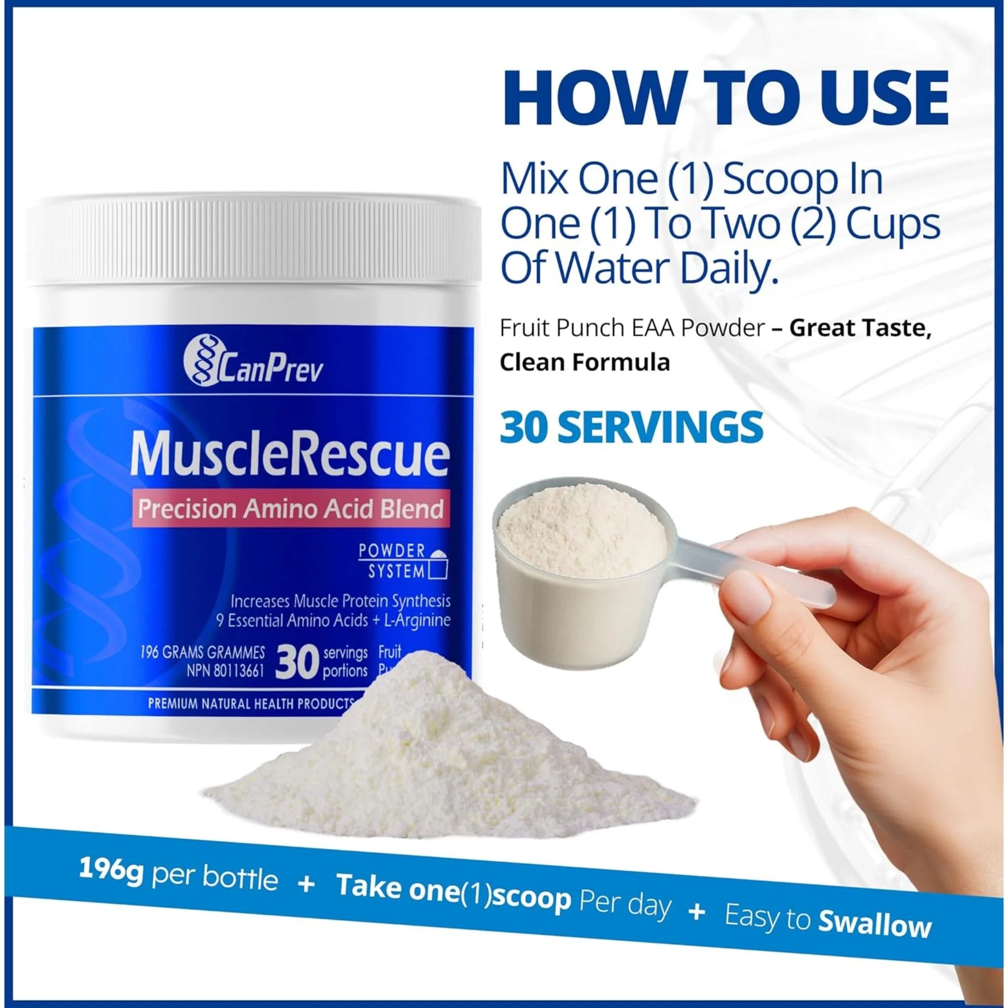 CanPrev MuscleRescue Fruit Punch 196g - Nature's Source Inc