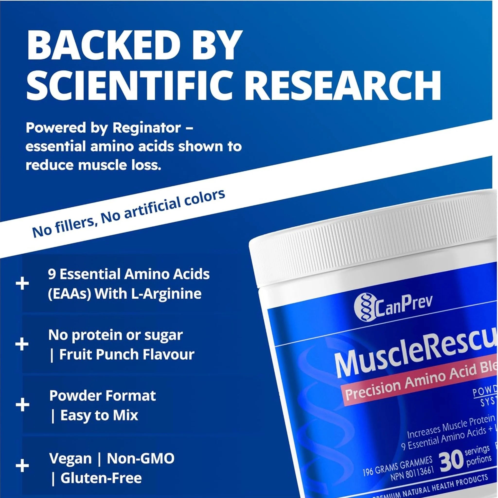 CanPrev MuscleRescue Fruit Punch 196g - Nature's Source Inc