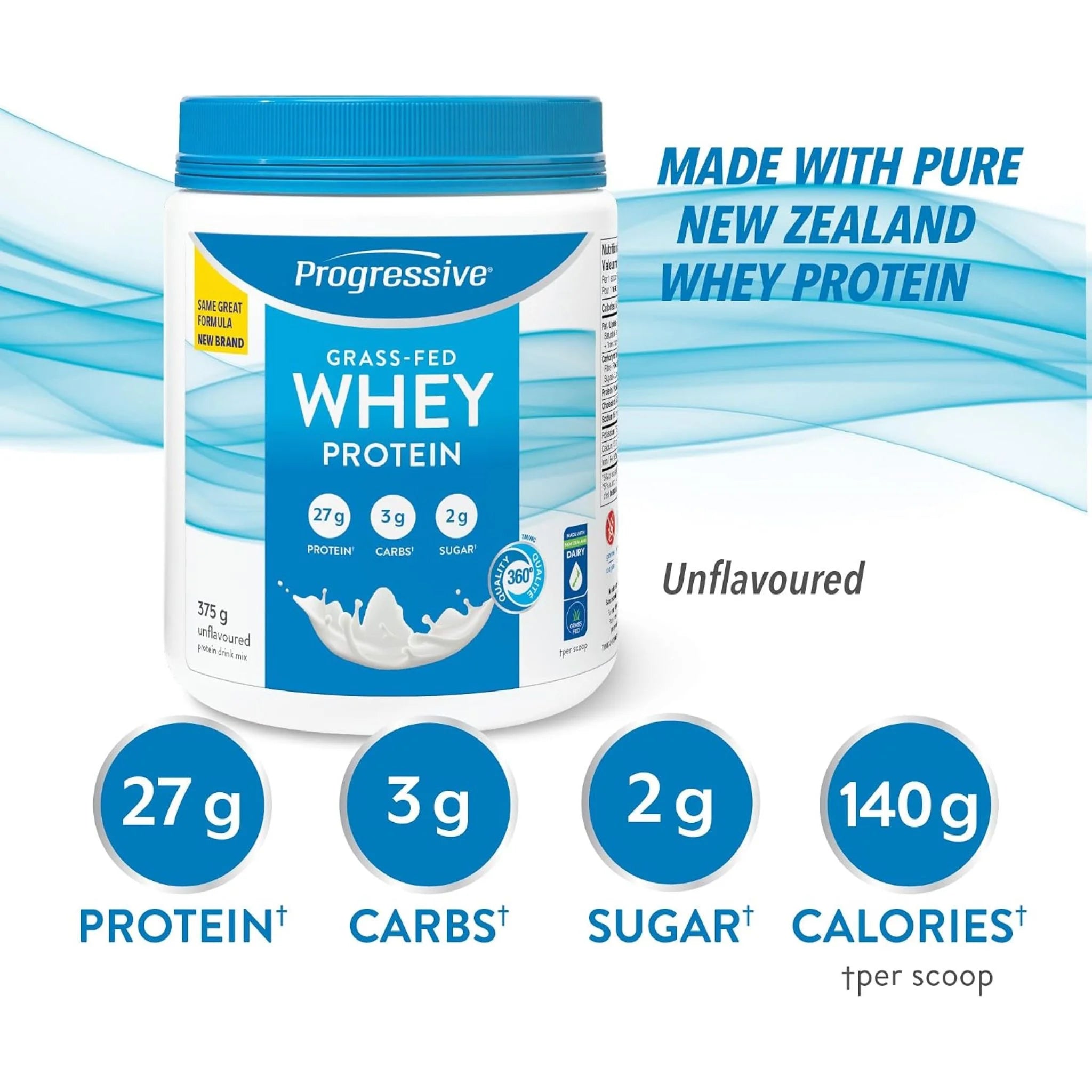 Progressive Grass-fed Whey Protein Unflavoured 375g