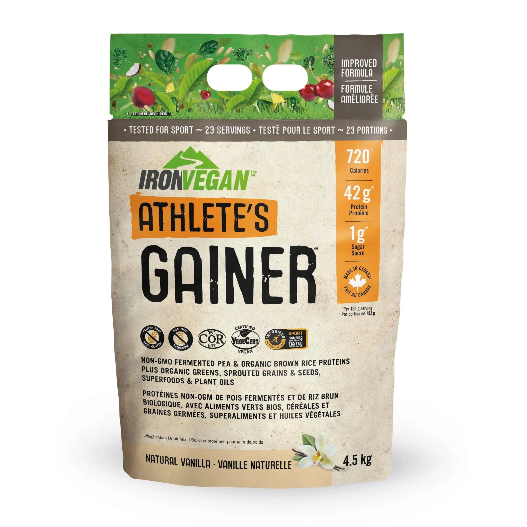 Iron Vegan Athlete's Gainer Vanilla 4.5kg - Nature's Source Inc