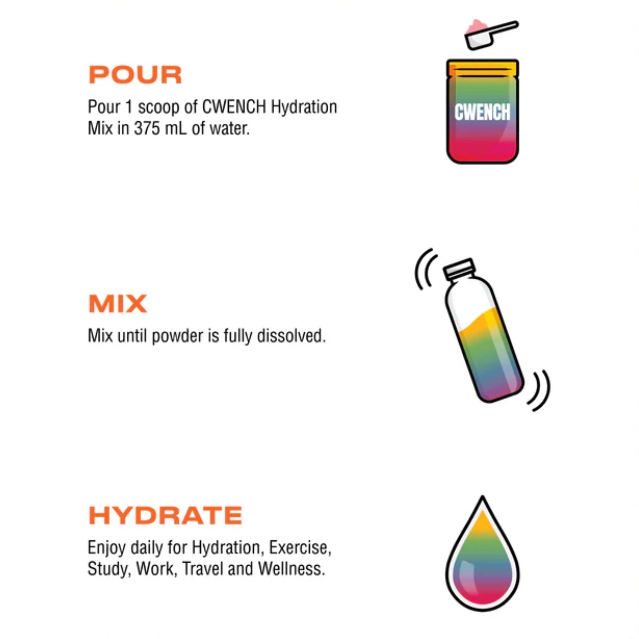 Cwench Hydration Mix Rainbow Swirl 315g - Nature's Source Inc