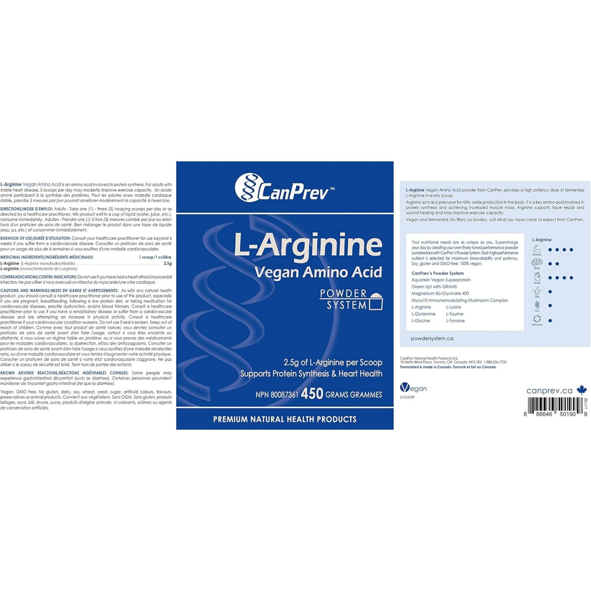 CanPrev L-Arginine Vegan Amino Acid Powder - 450g - Nature's Source Inc