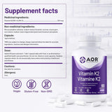 AOR Vitamin K2, 120mcg 60 Vegan Capsules - Nature's Source Inc