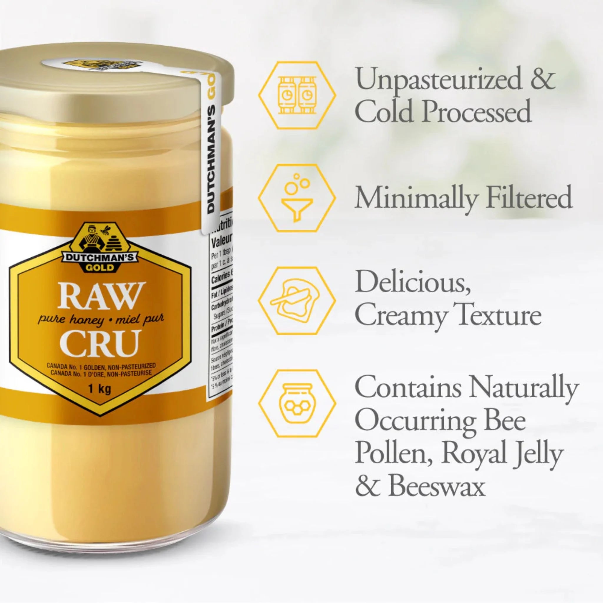 Dutchman's Gold Raw Honey Jar 1kg - Nature's Source Inc