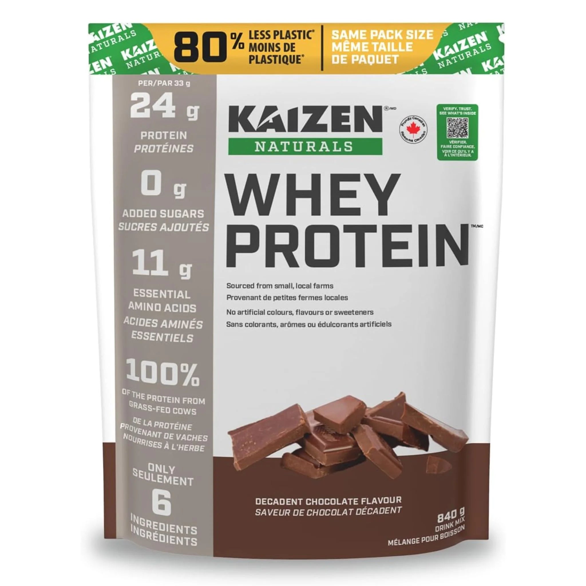 Kaizen Naturals Whey Isolate Chocolate 840g - Nature's Source Inc