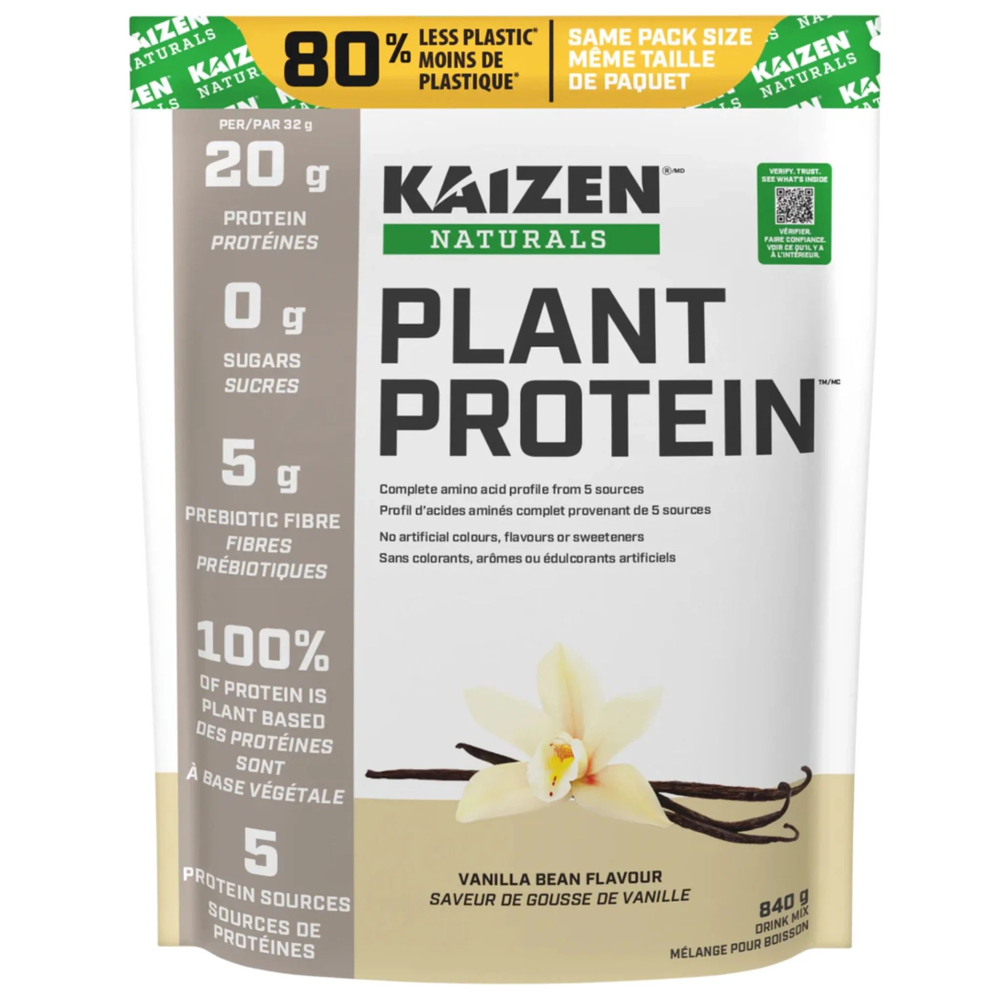 Kaizen Naturals Plant Protein Vanilla 840g - Nature's Source Inc