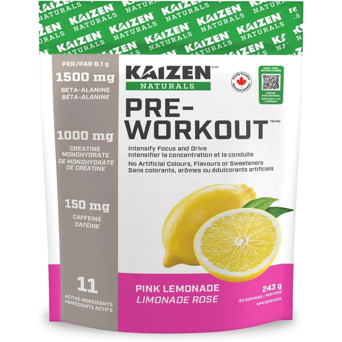 Kaizen Naturals Pre-Workout Pink Lemonade 243g