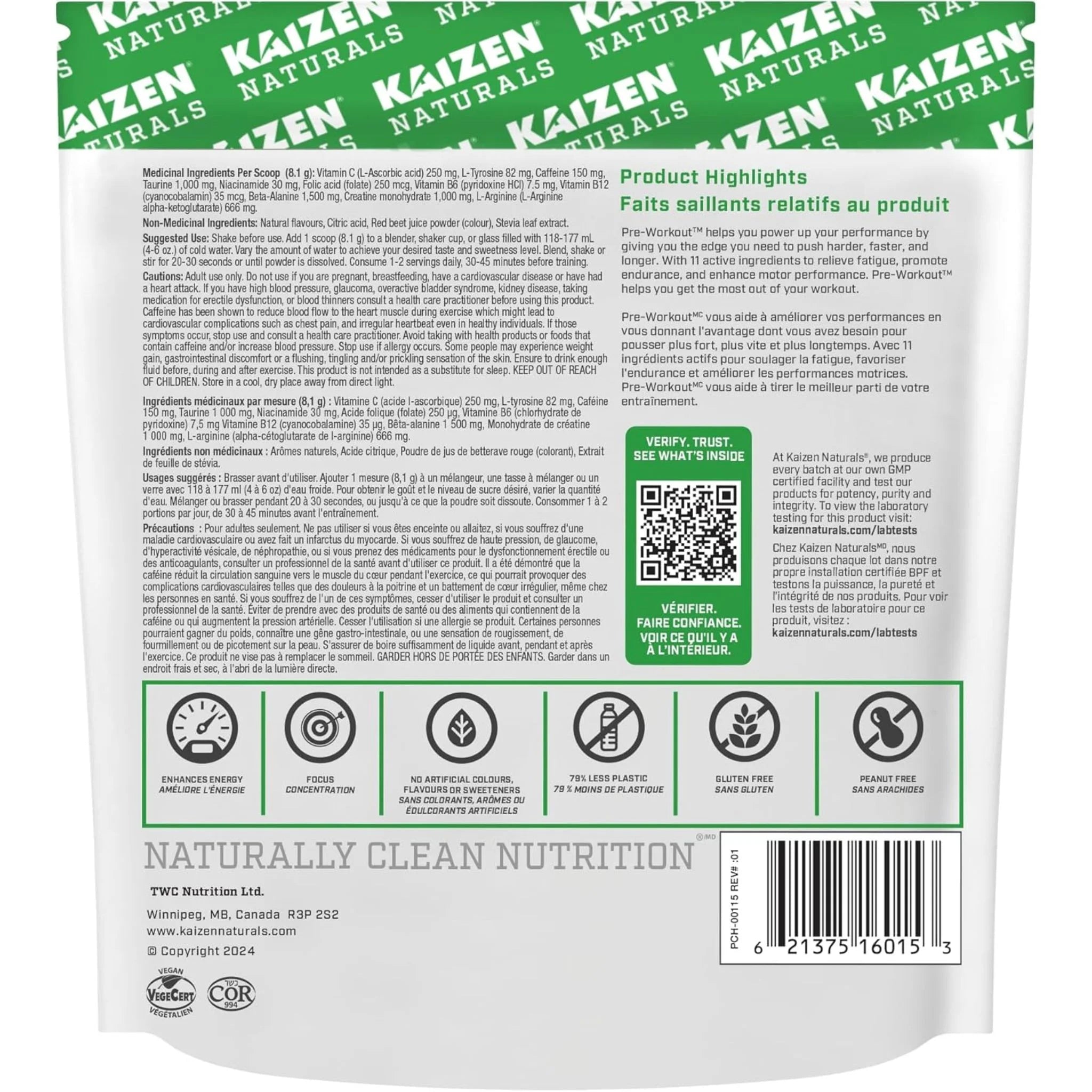 Kaizen Naturals Pre-Workout Pink Lemonade 243g