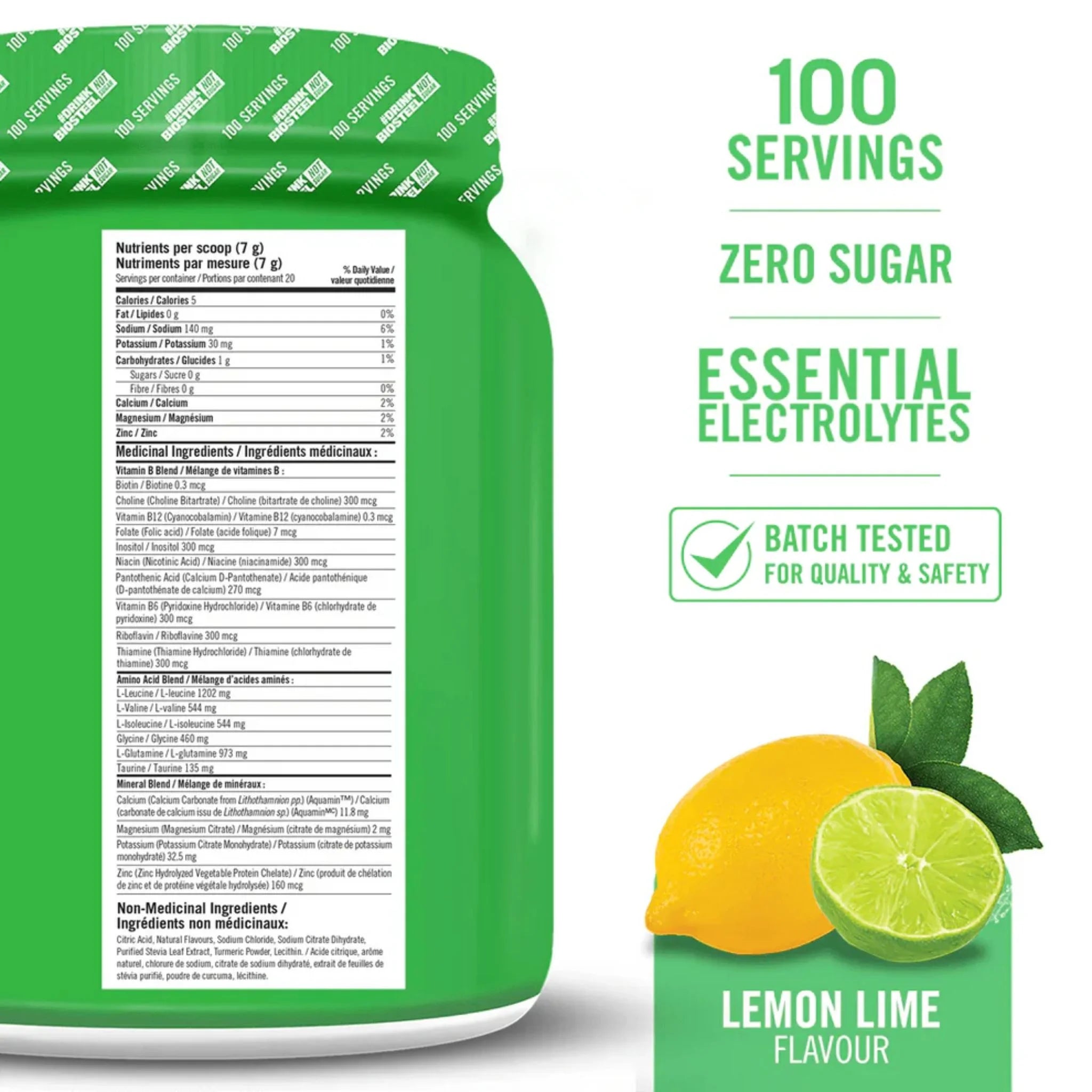BioSteel Hydration Mix Lemon Lime 700g - Nature's Source Inc
