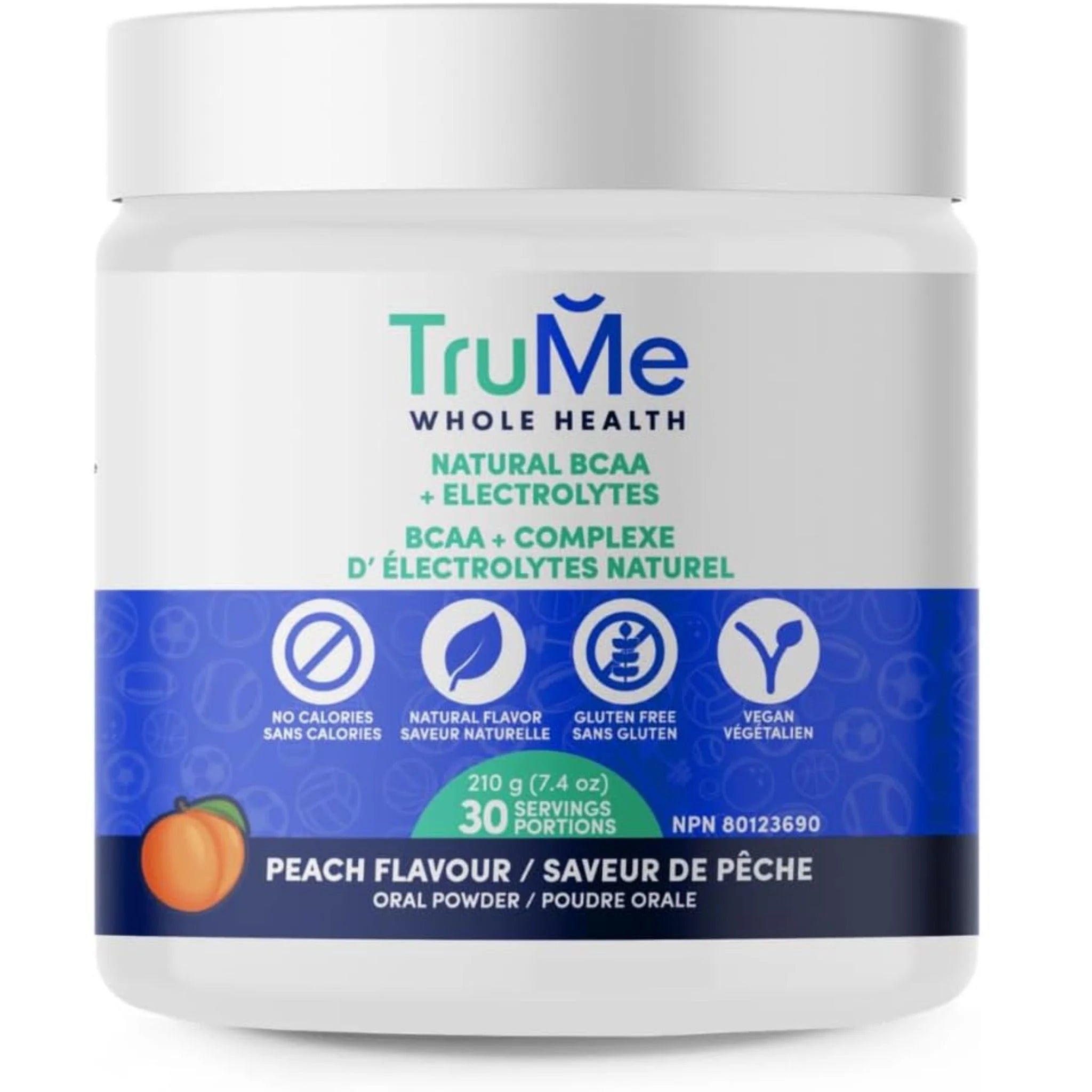 TruMe Whole Health BCAA+Electrolytes Peach 210g - Nature's Source Inc