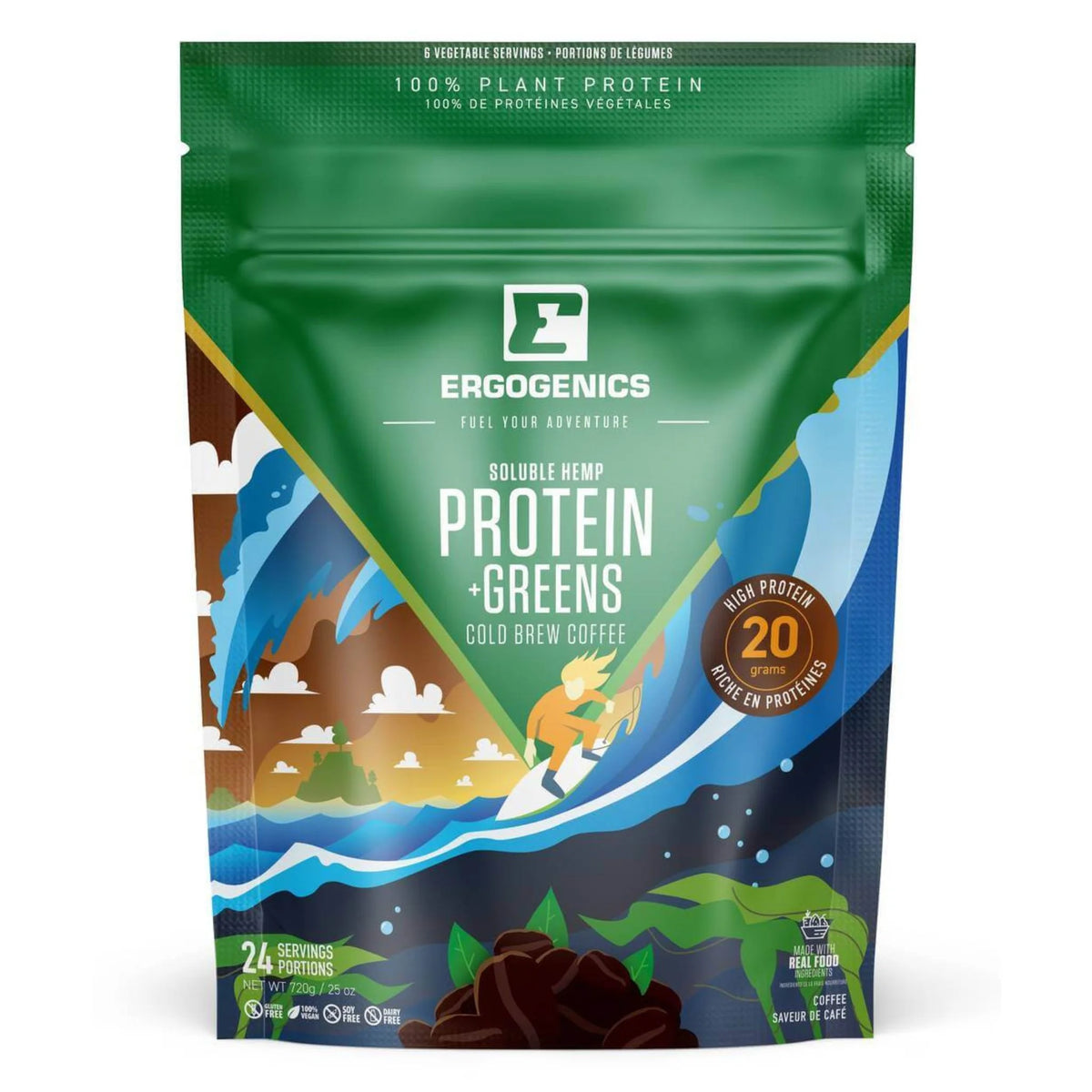 Ergogenics Nutrition Plant Protein + Greens Vanilla Bean 720g
