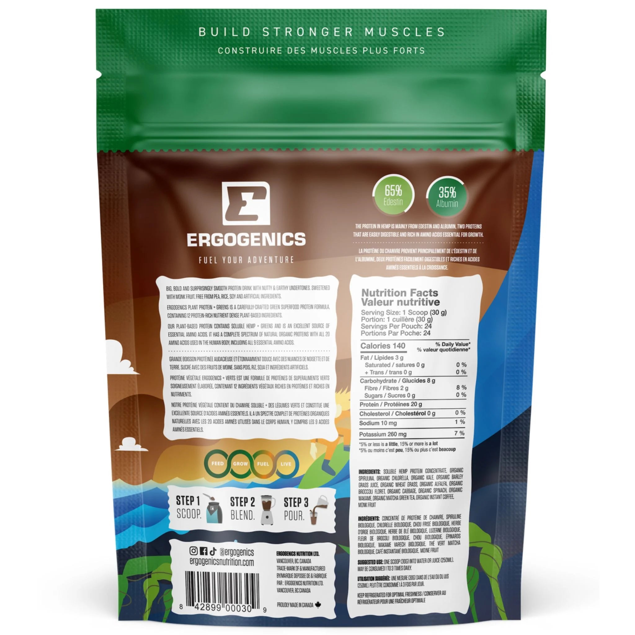 Ergogenics Nutrition Plant Protein Cold Brew Coffee 120g - Nature's Source Inc