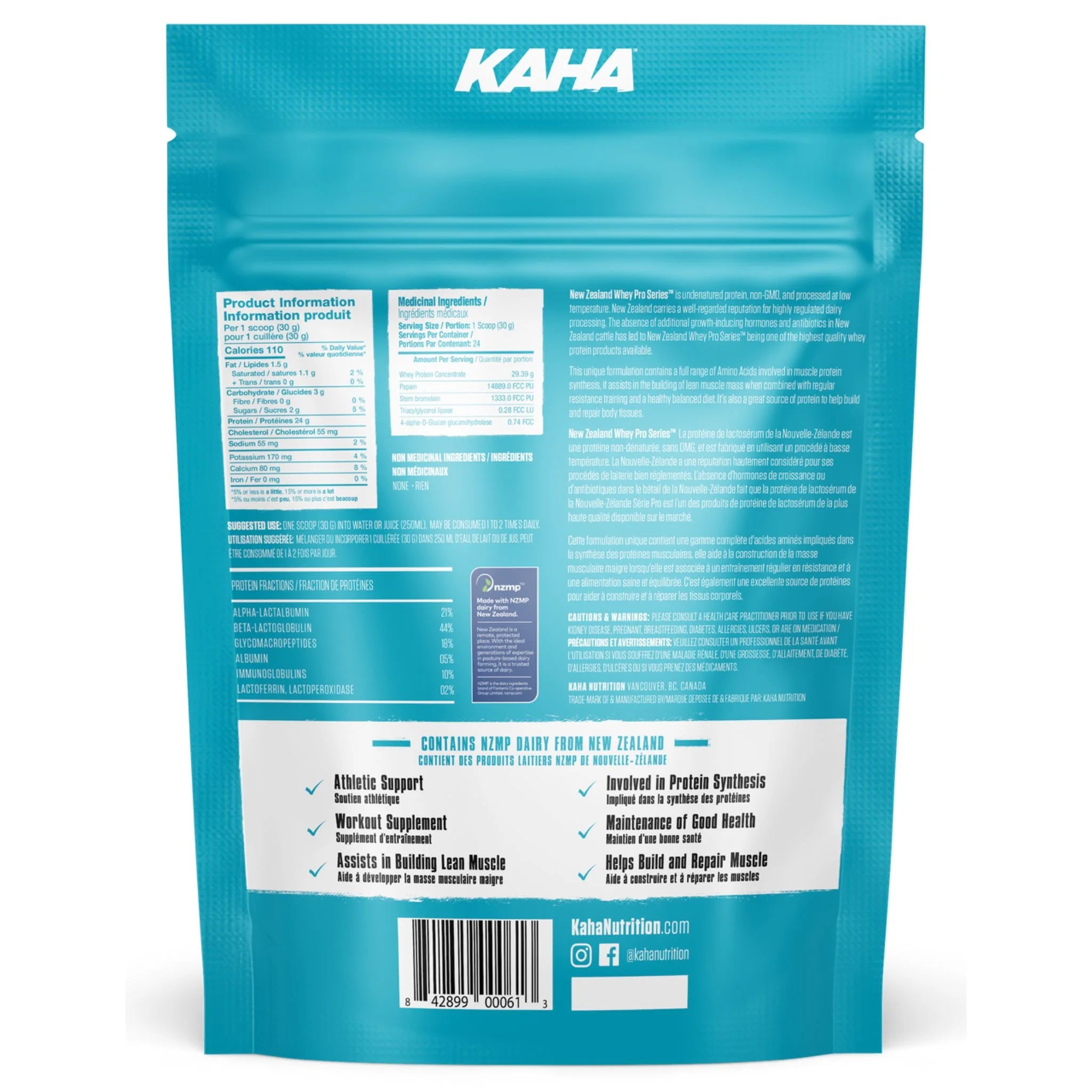 Kaha Nutrition New Zealand Whey Concentrate Natural 720g