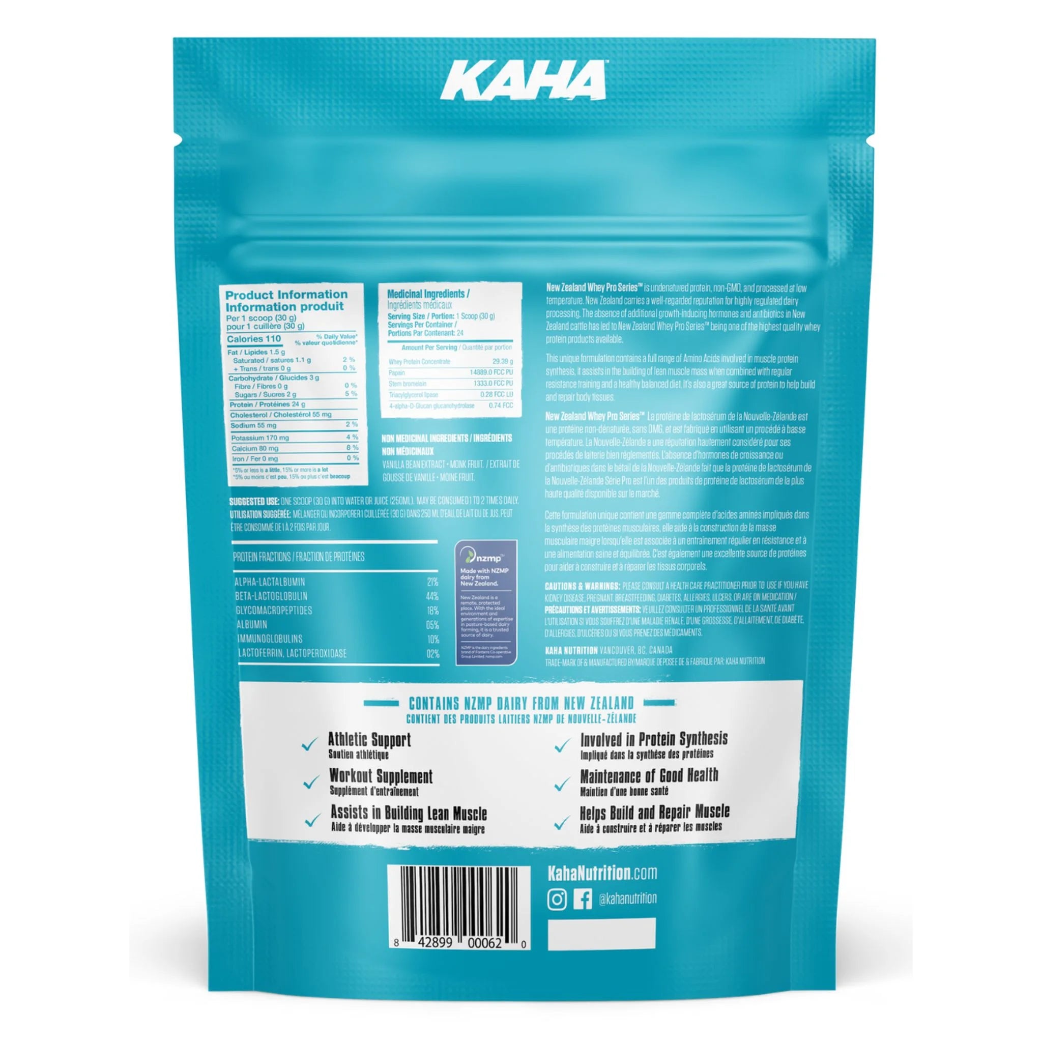 Kaha Nutrition New Zealand Whey Concentrate Vanilla 720g