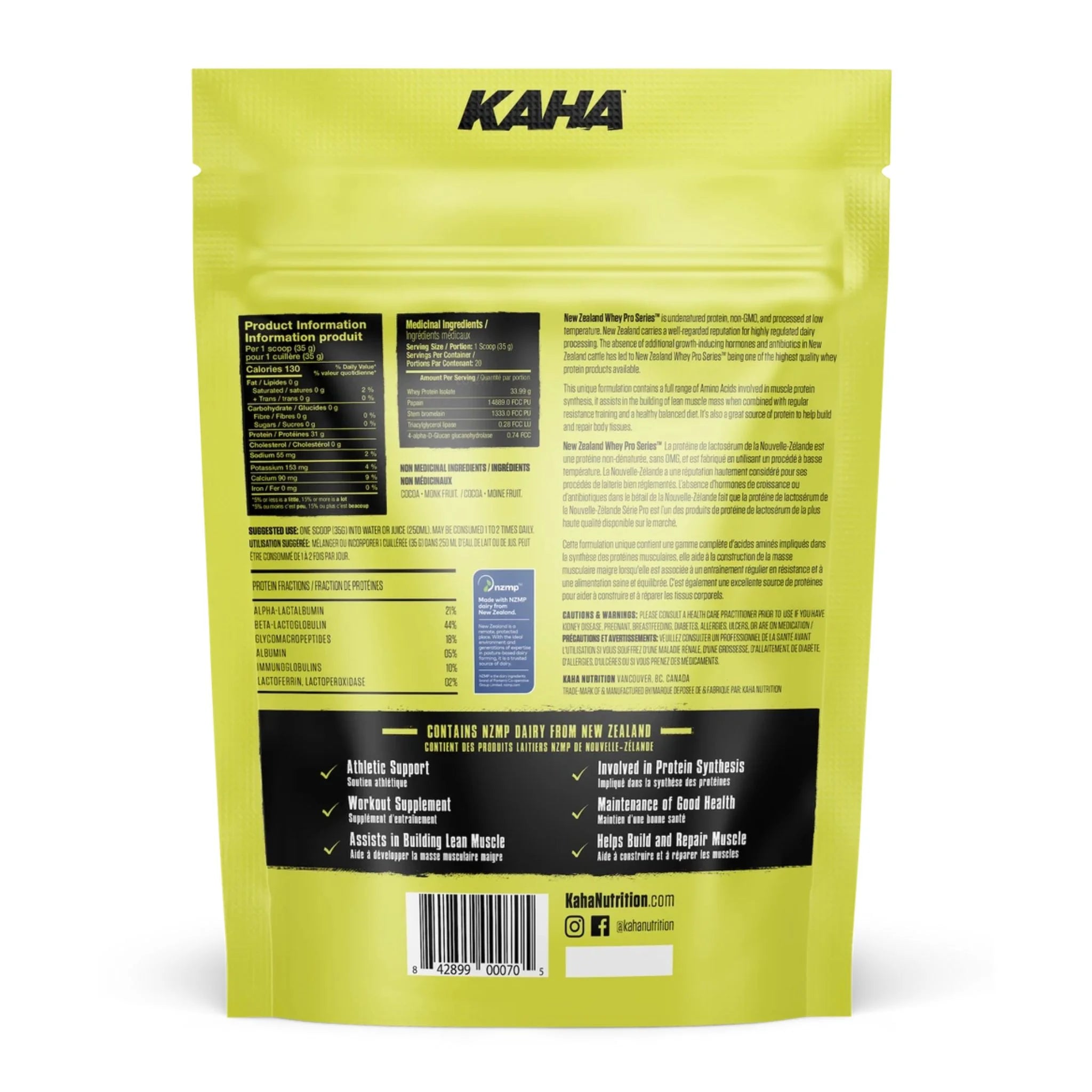 Kaha Nutrition New Zealand Whey Isolate Choco 720g - Nature's Source Inc