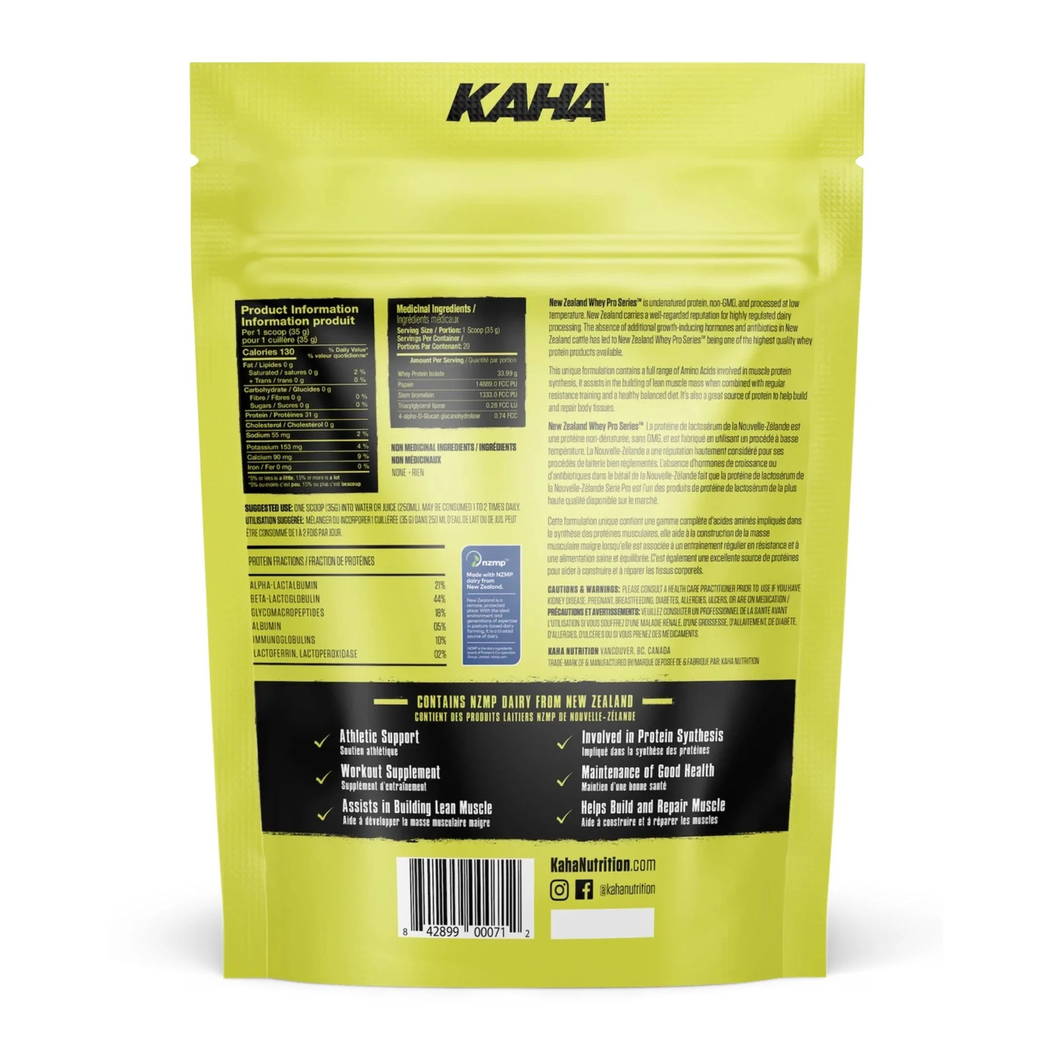 Kaha Nutrition New Zealand Whey Isolate Ntrl 720g - Nature's Source Inc