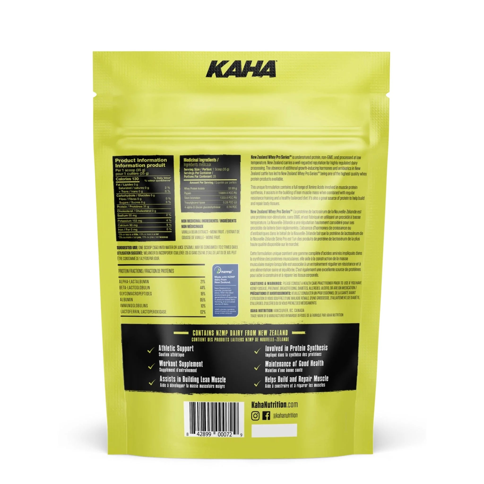Kaha Nutrition New Zealand Whey Isolate Van 720g - Nature's Source Inc