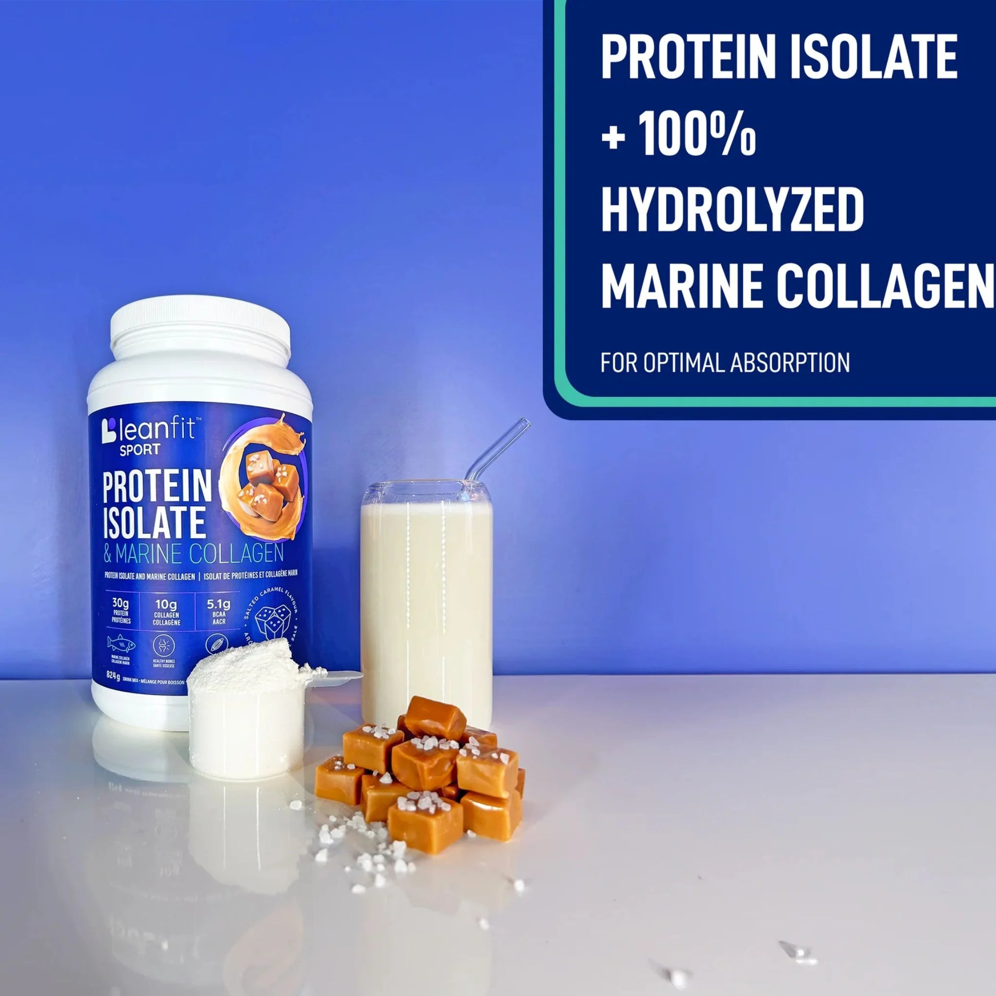 LeanFit Protein Isolate & Marine Collagen Salted Caramel 824g