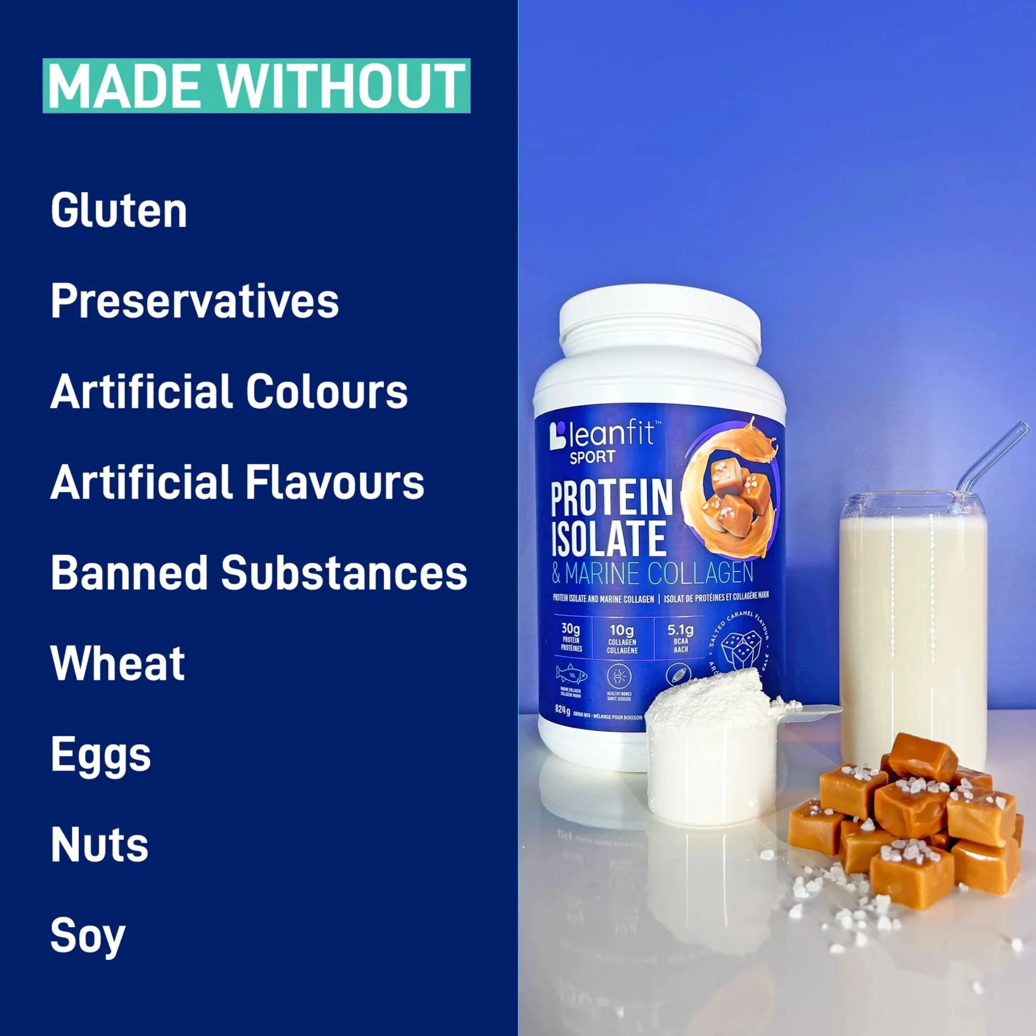 LeanFit Protein Isolate & Marine Collagen Salted Caramel 824g