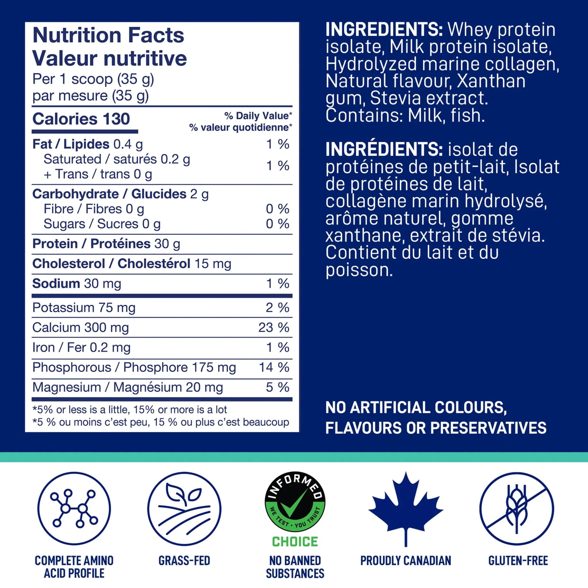 LeanFit Protein Isolate & Marine Collagen Vanilla Bean 838g
