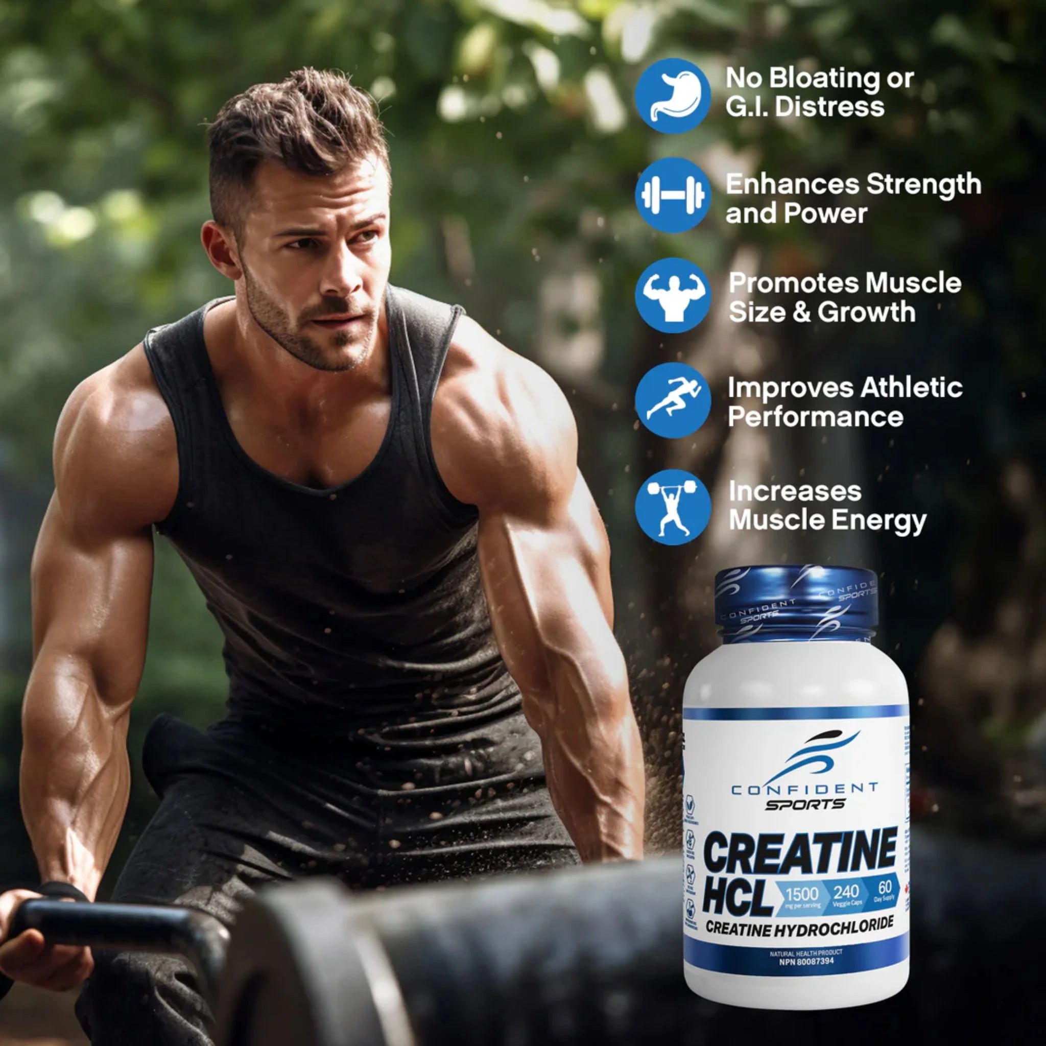 Confident Sports Creatine HCL 750mg 120 Vegetarian Capsules