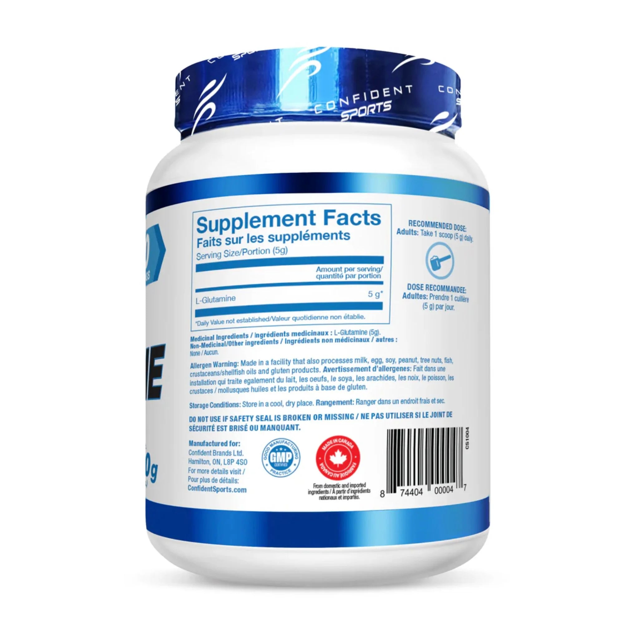 Confident Sports Glutamine 1100g (Expiring June 2026)