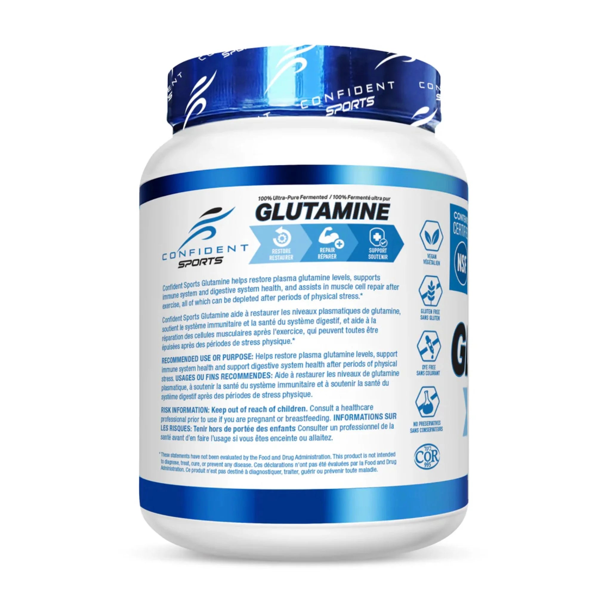 Confident Sports Glutamine 1100g (Expiring June 2026)