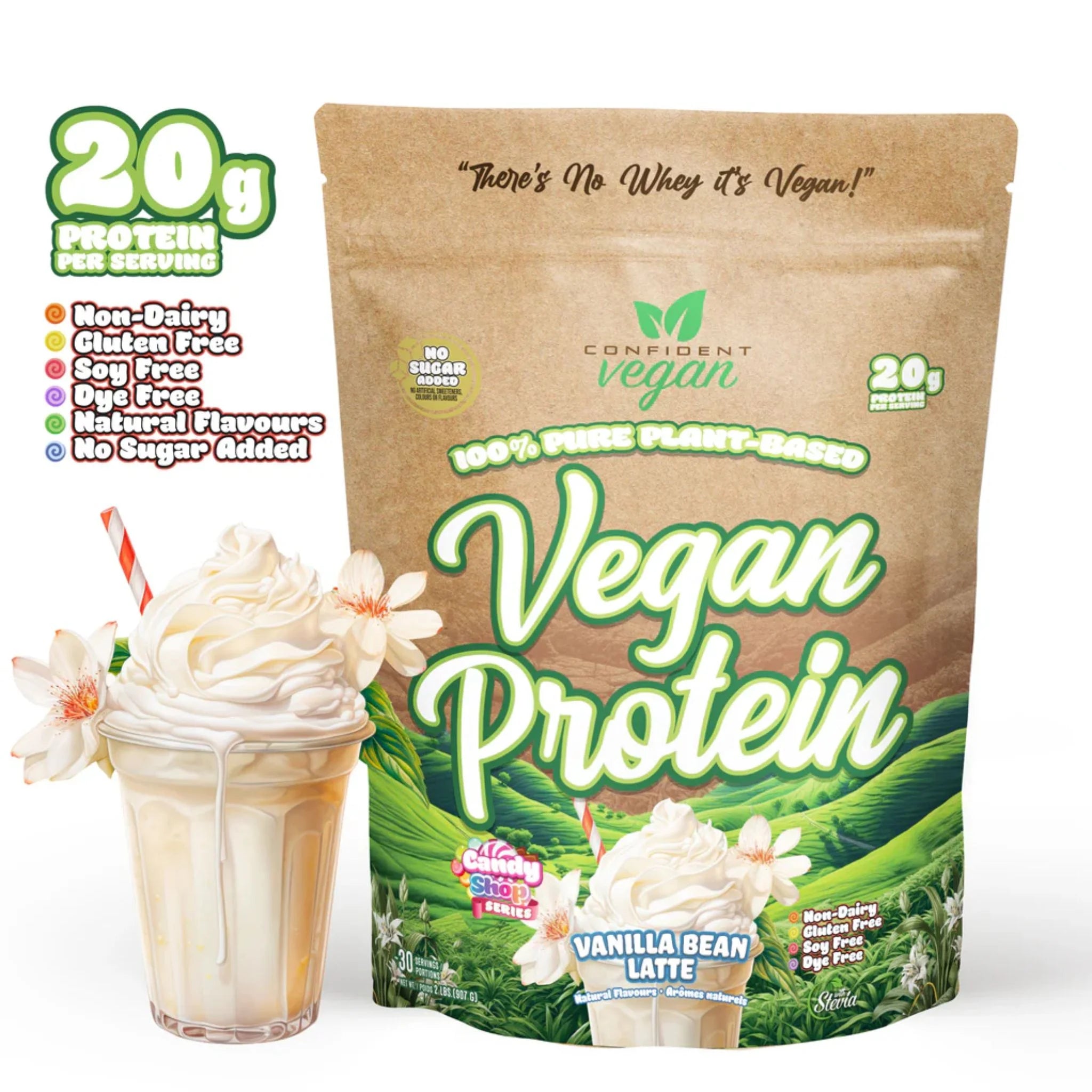Confident Vegan Protein Vanilla Bean Latte 907g