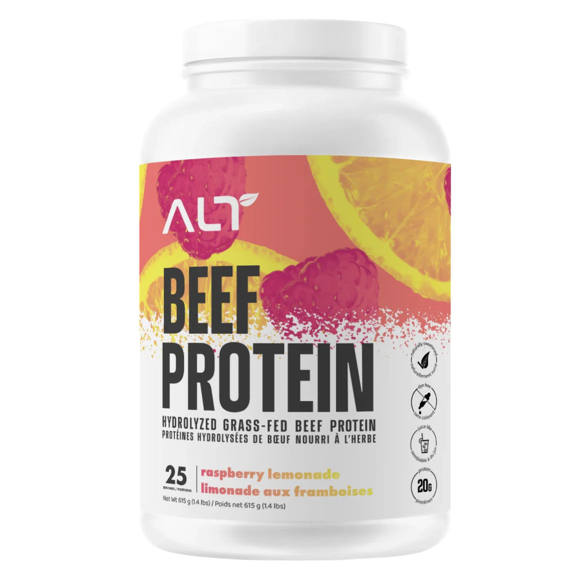 ALT Grass - Fed Beef Protein Raspberry Lemonade 725g - Nature's Source Inc