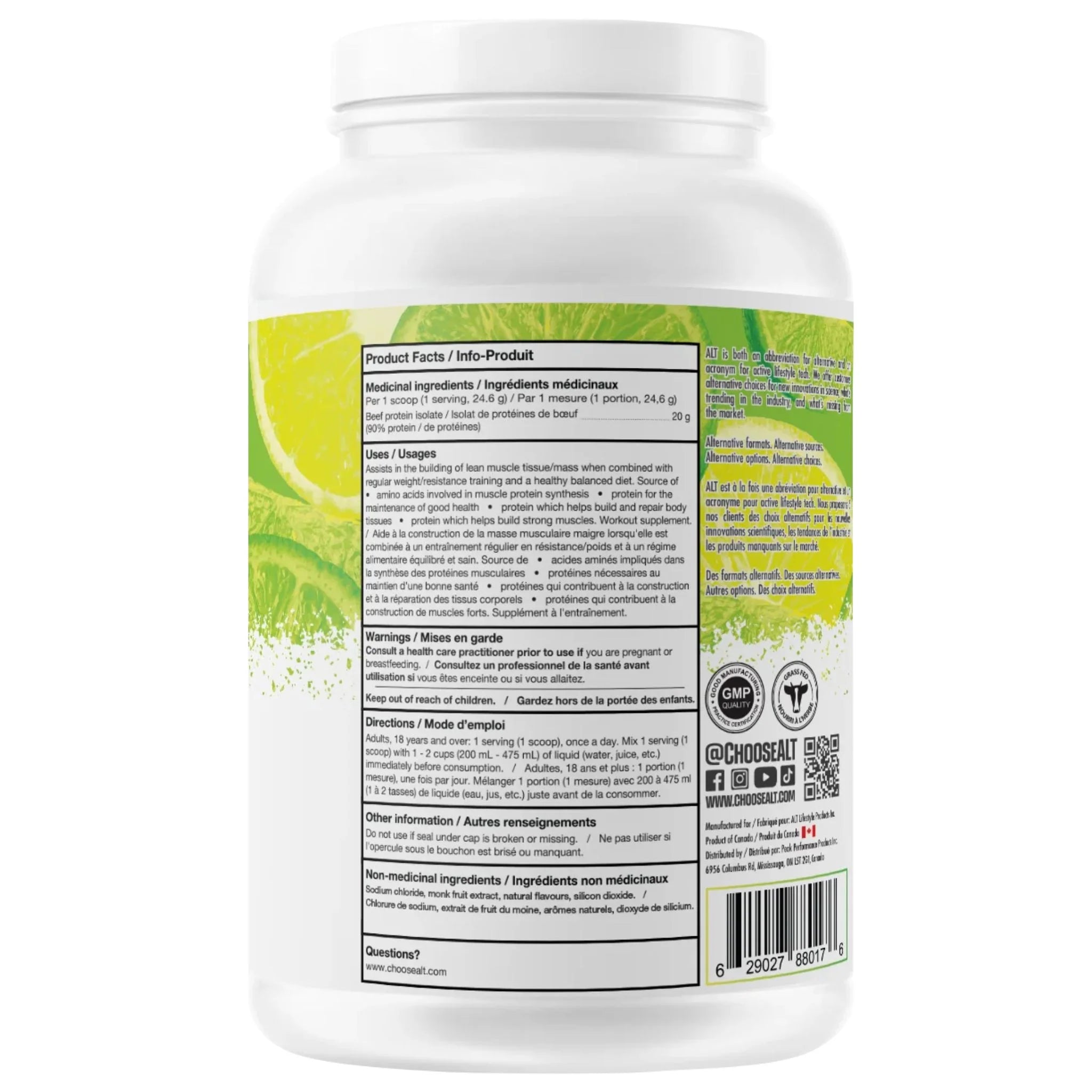 ALT Grass-Fed Beef Protein Lemon Lime 725g