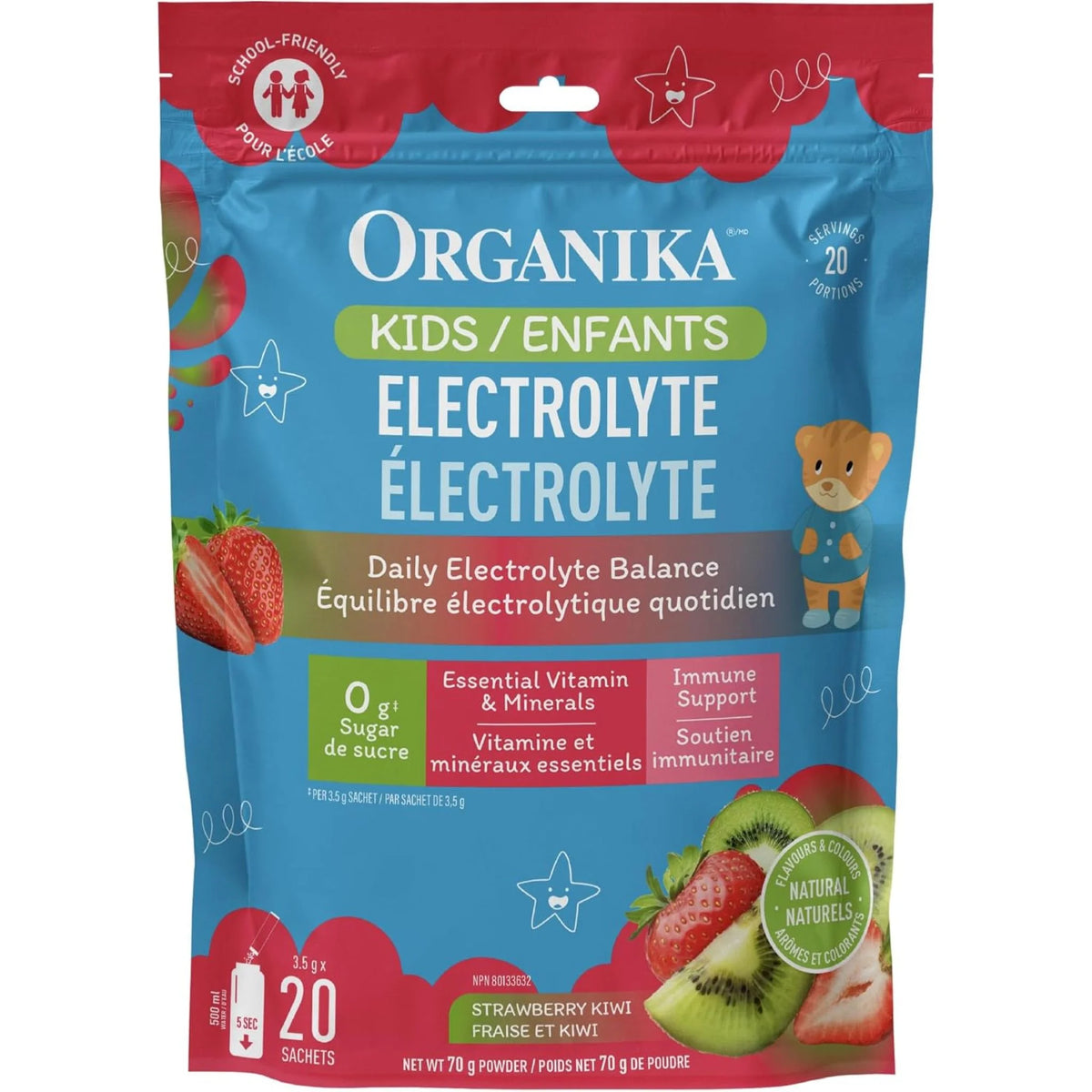 Organika Kids Electrolyte Strawberry Kiwi 20 Sachets