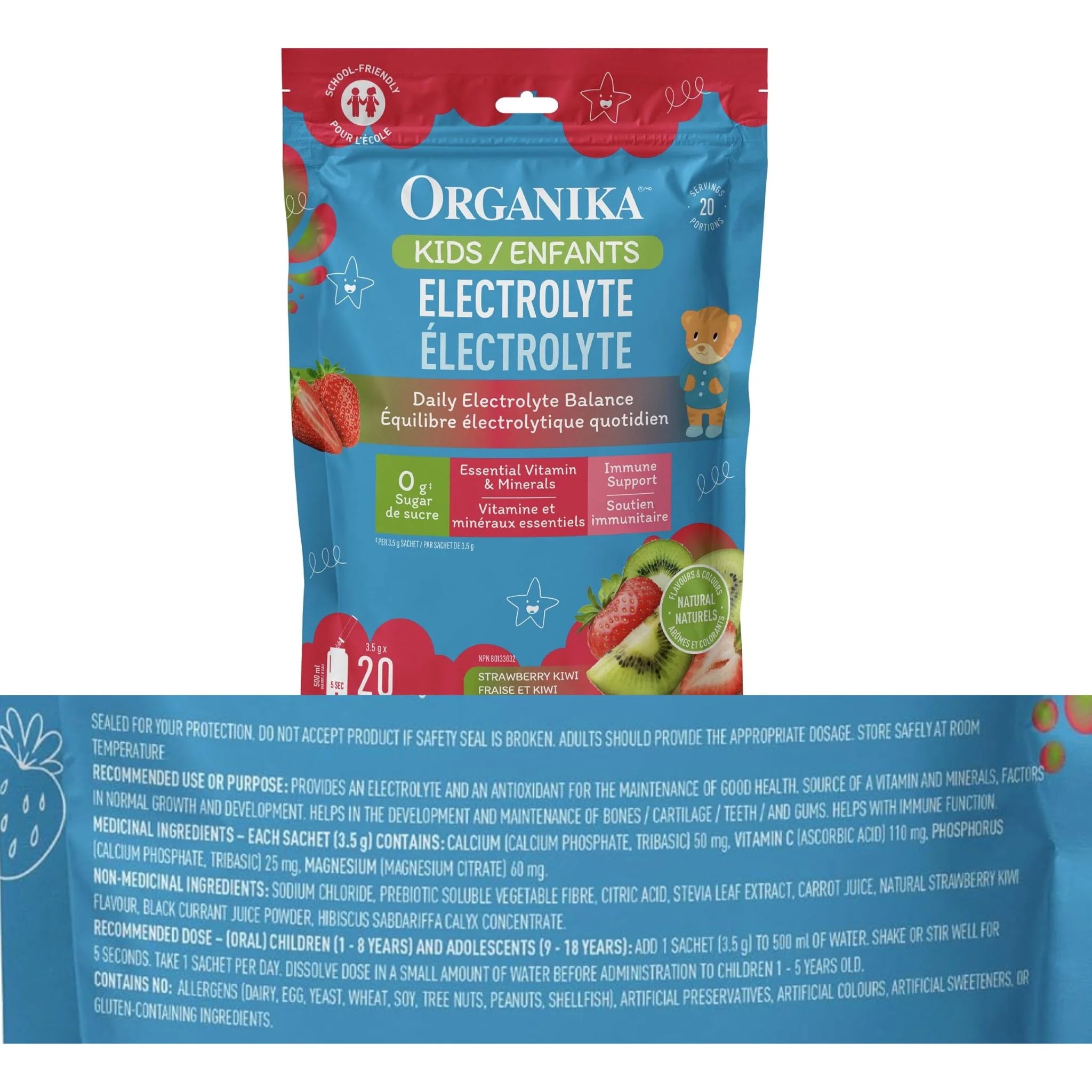 Organika Kids Electrolyte Strawberry Kiwi 20 Sachets