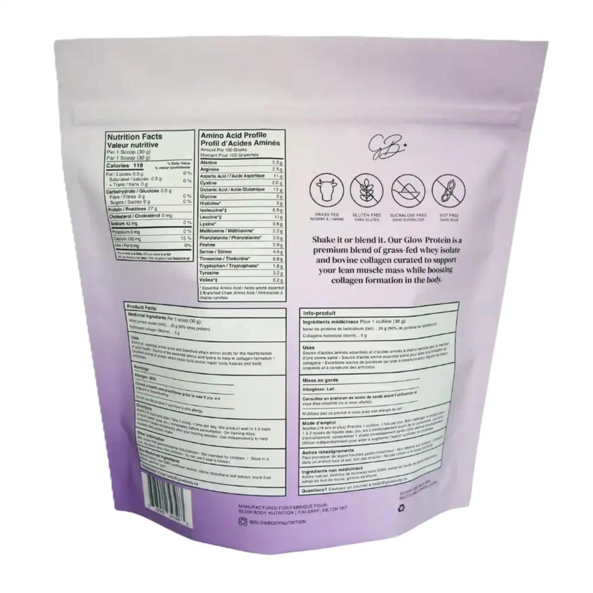 Glow Body Grass-Fed Whey Isolate Chocolate 907g