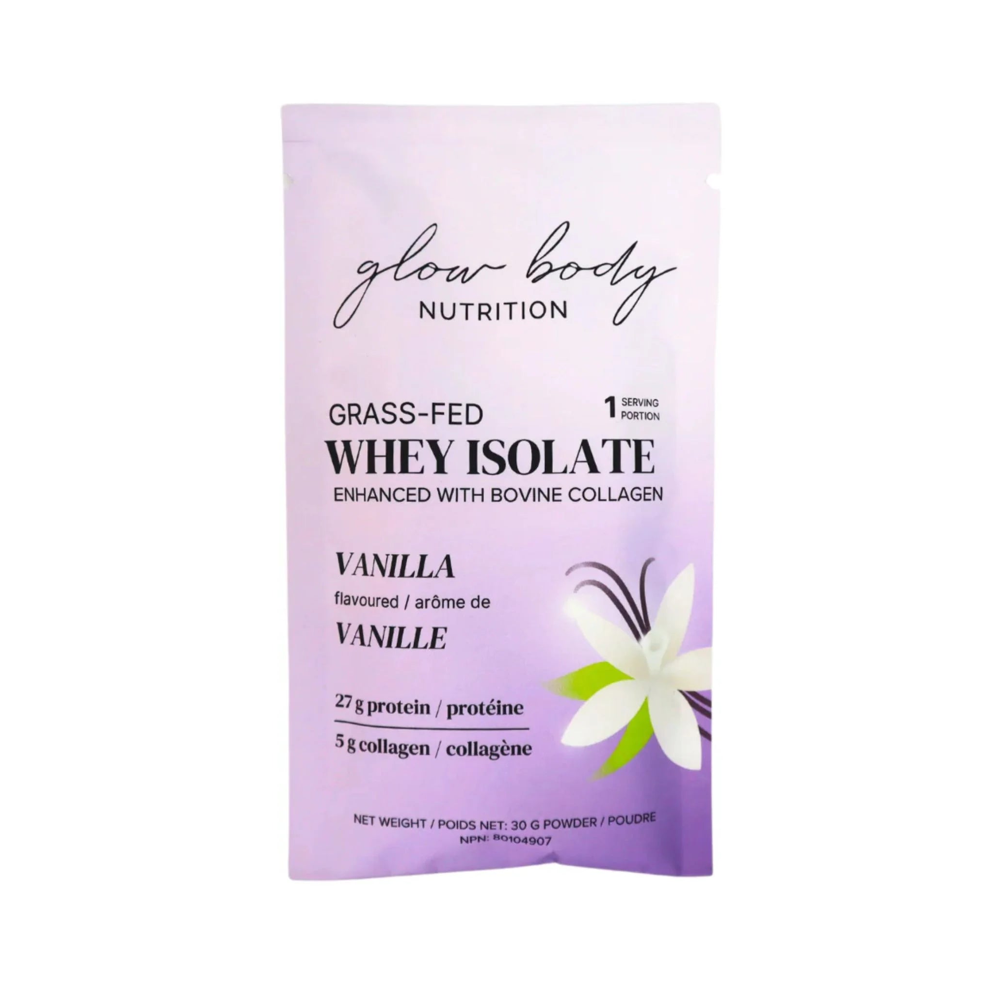 Glow Body Grass - Fed Whey Isolate Vanilla 907g - Nature's Source Inc