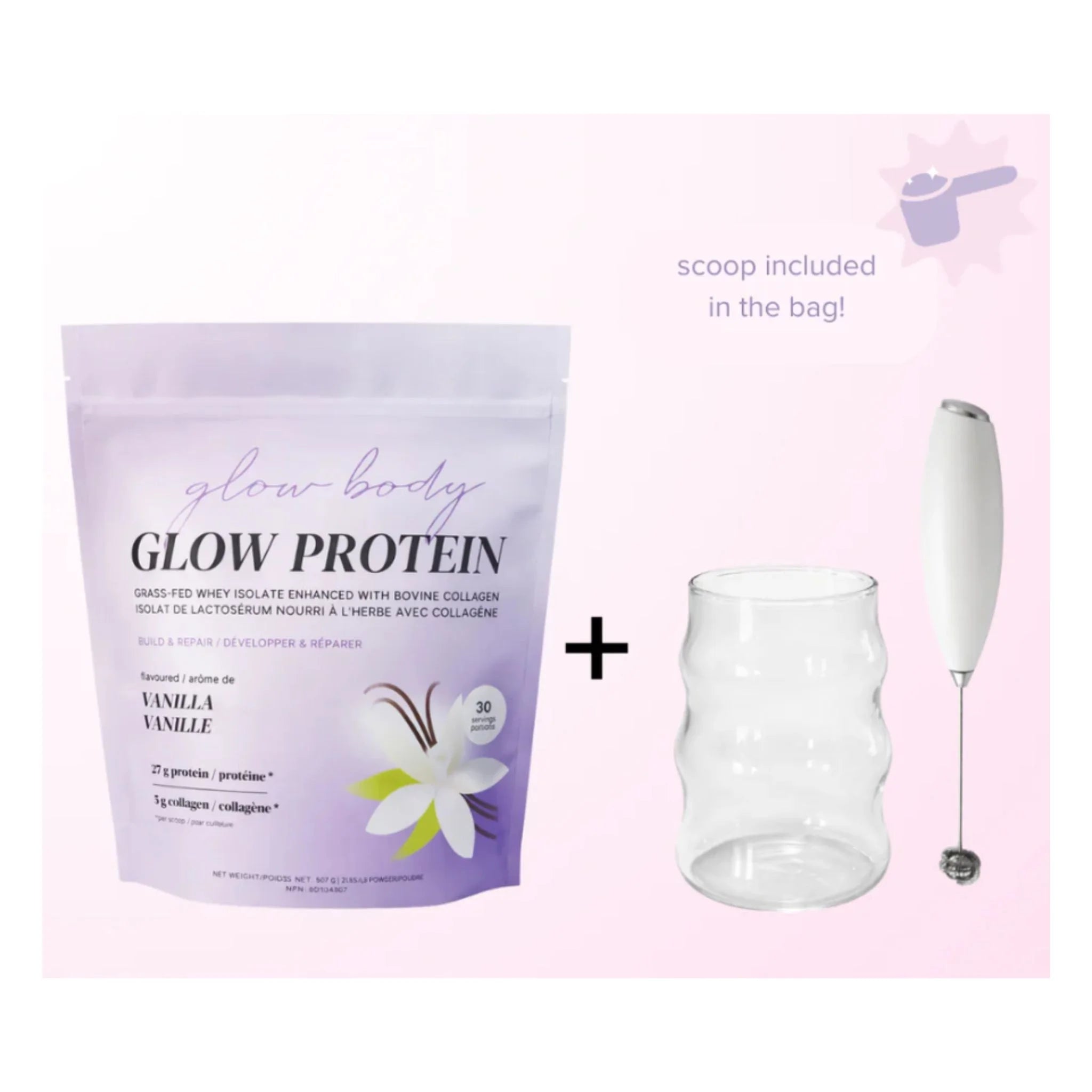 Glow Body Grass - Fed Whey Isolate Vanilla 907g - Nature's Source Inc