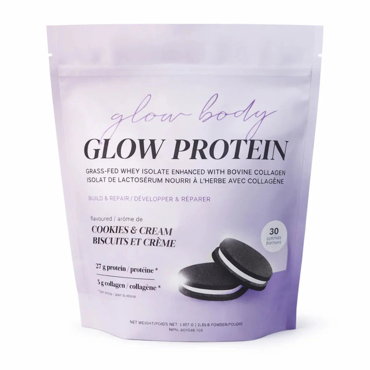 Glow Body Grass-Fed Whey Isolate Cookies & Cream 907g