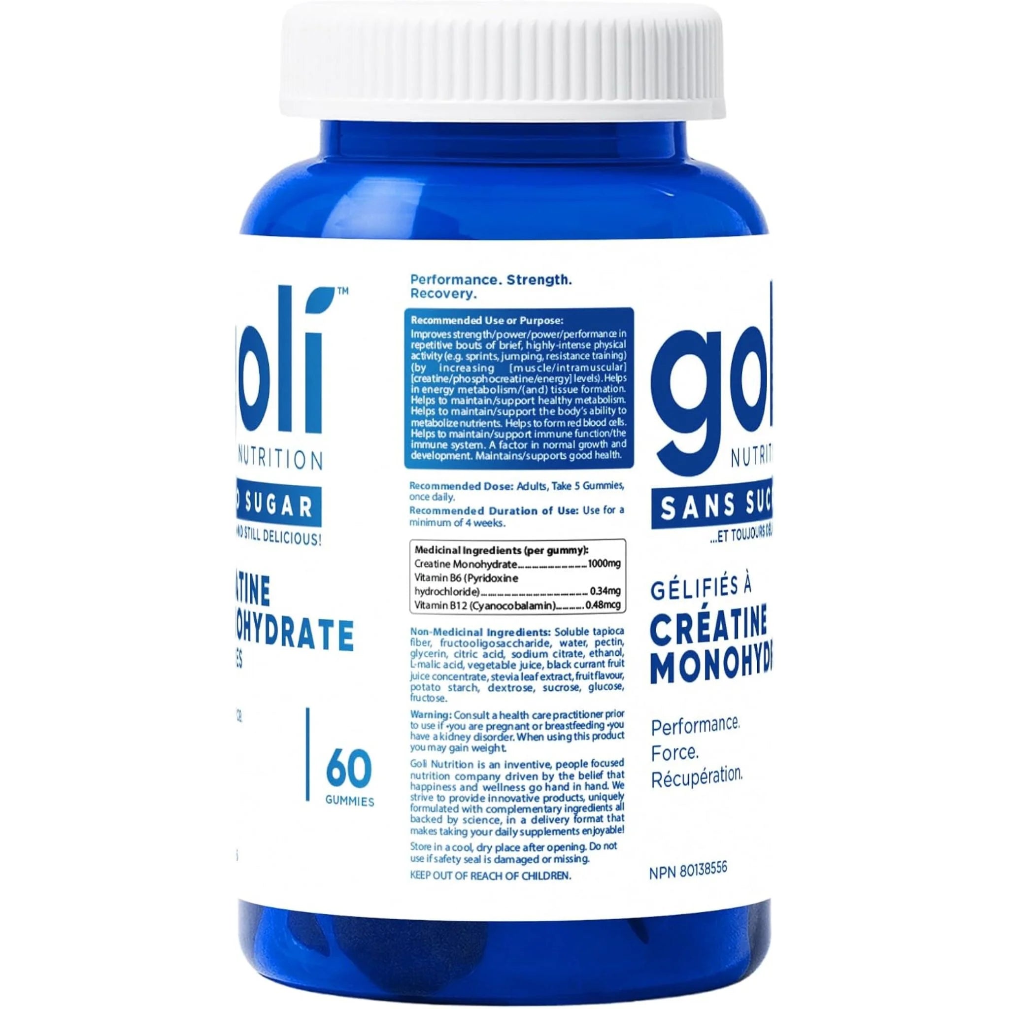 Goli Creatine Monohydrate Gummies Zero Sugar 60ct