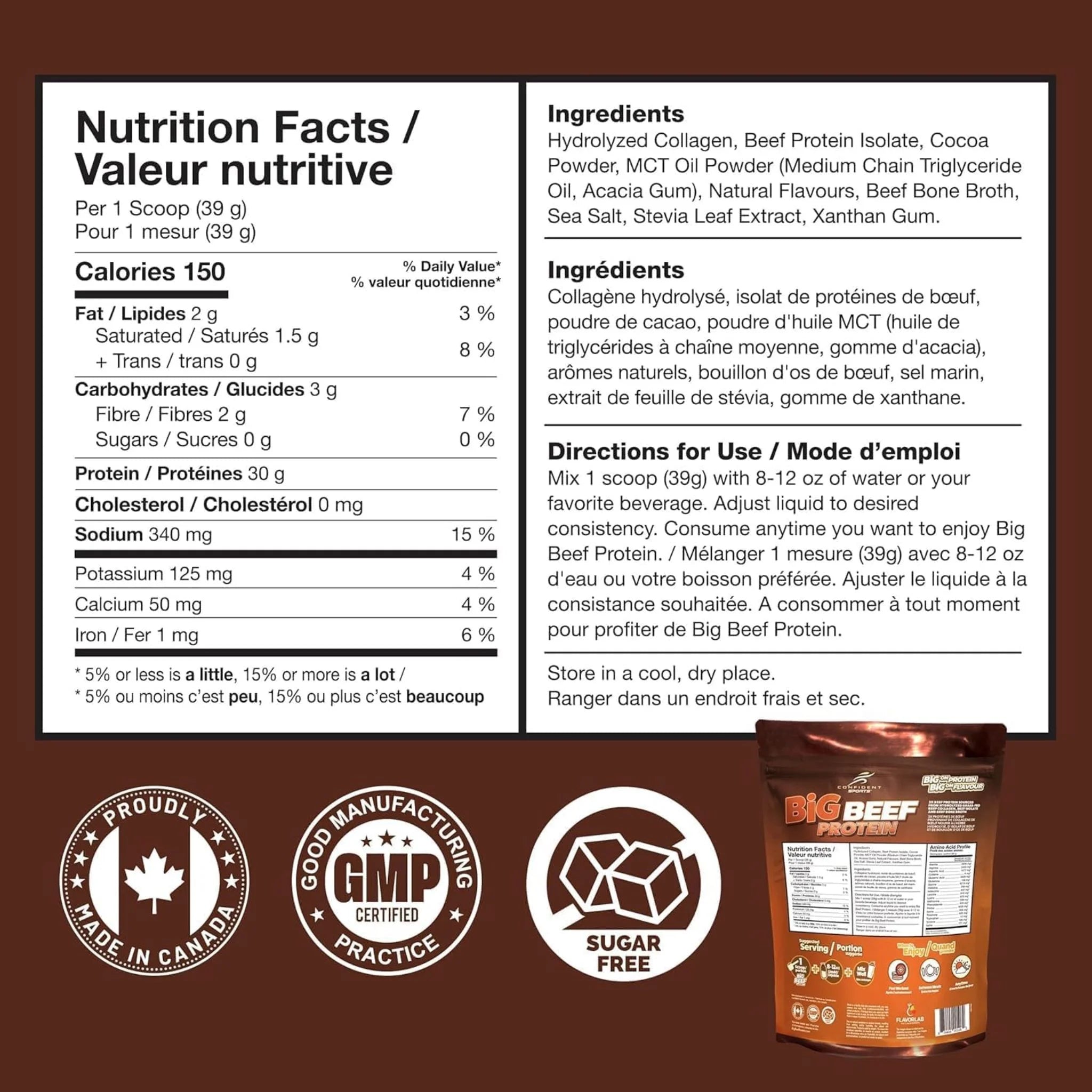 Confident Sports Big Beef Smooth Choco 907g - Nature's Source Inc