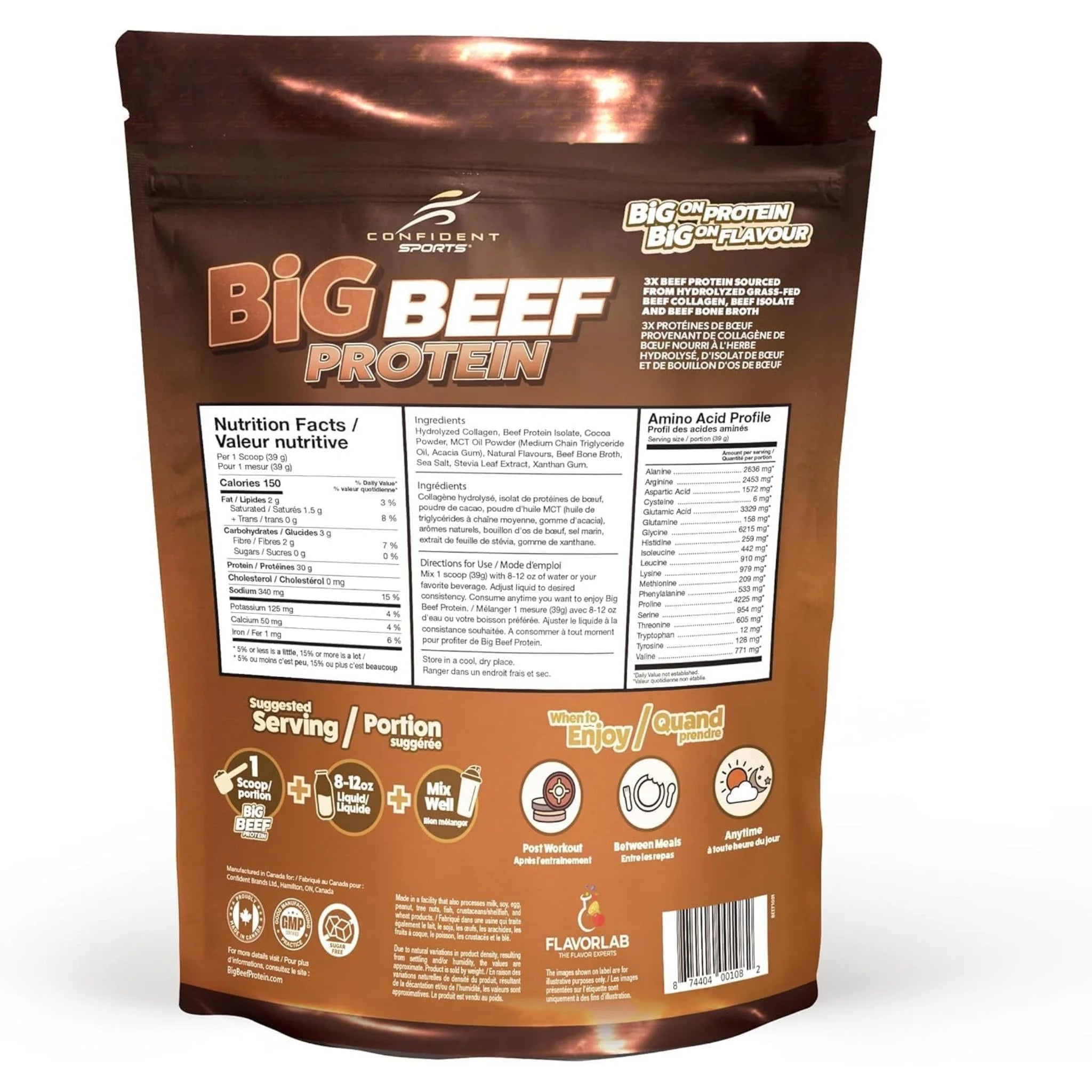 Confident Sports Big Beef Smooth Choco 907g - Nature's Source Inc