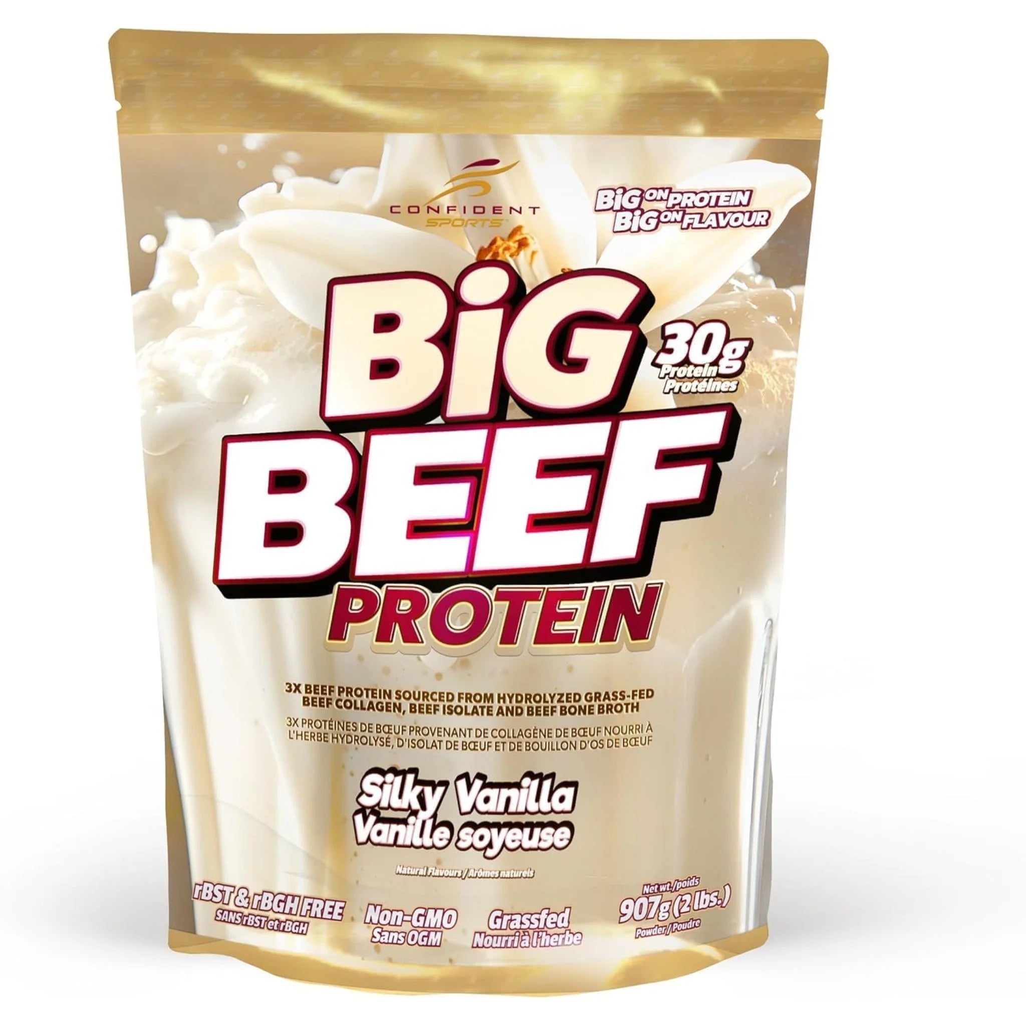 Confident Sports Big Beef Silky Vanilla 907g - Nature's Source Inc