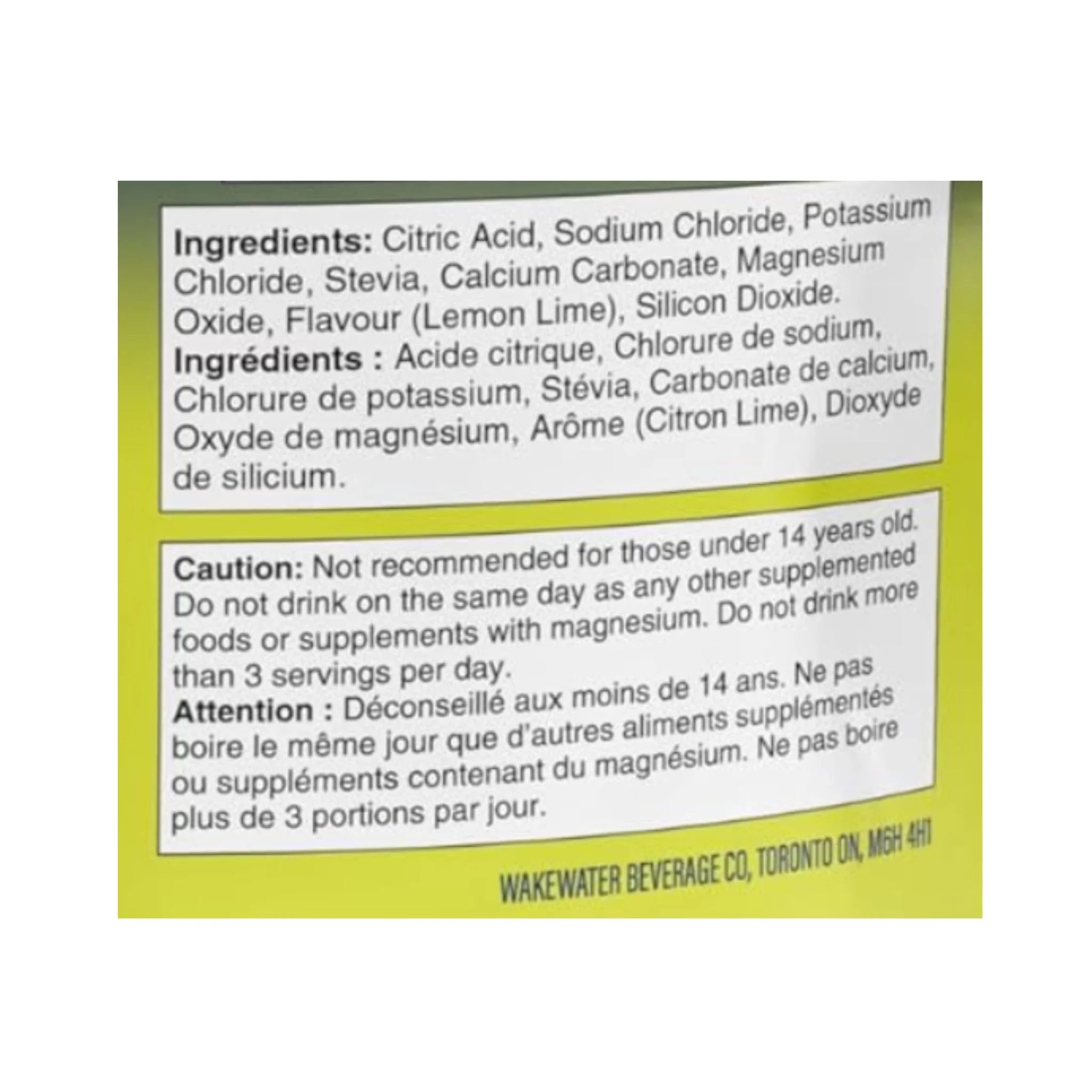 WakeWater Electrolytes Lemon Lime 6g x 10 - Nature's Source Inc
