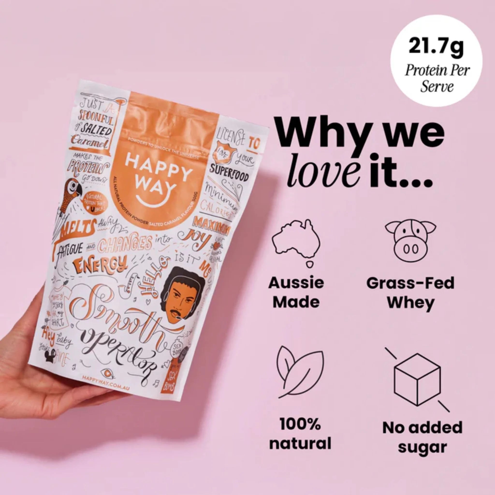 Happy Way Whey Protein Salted Caramel 500g - Nature's Source Inc